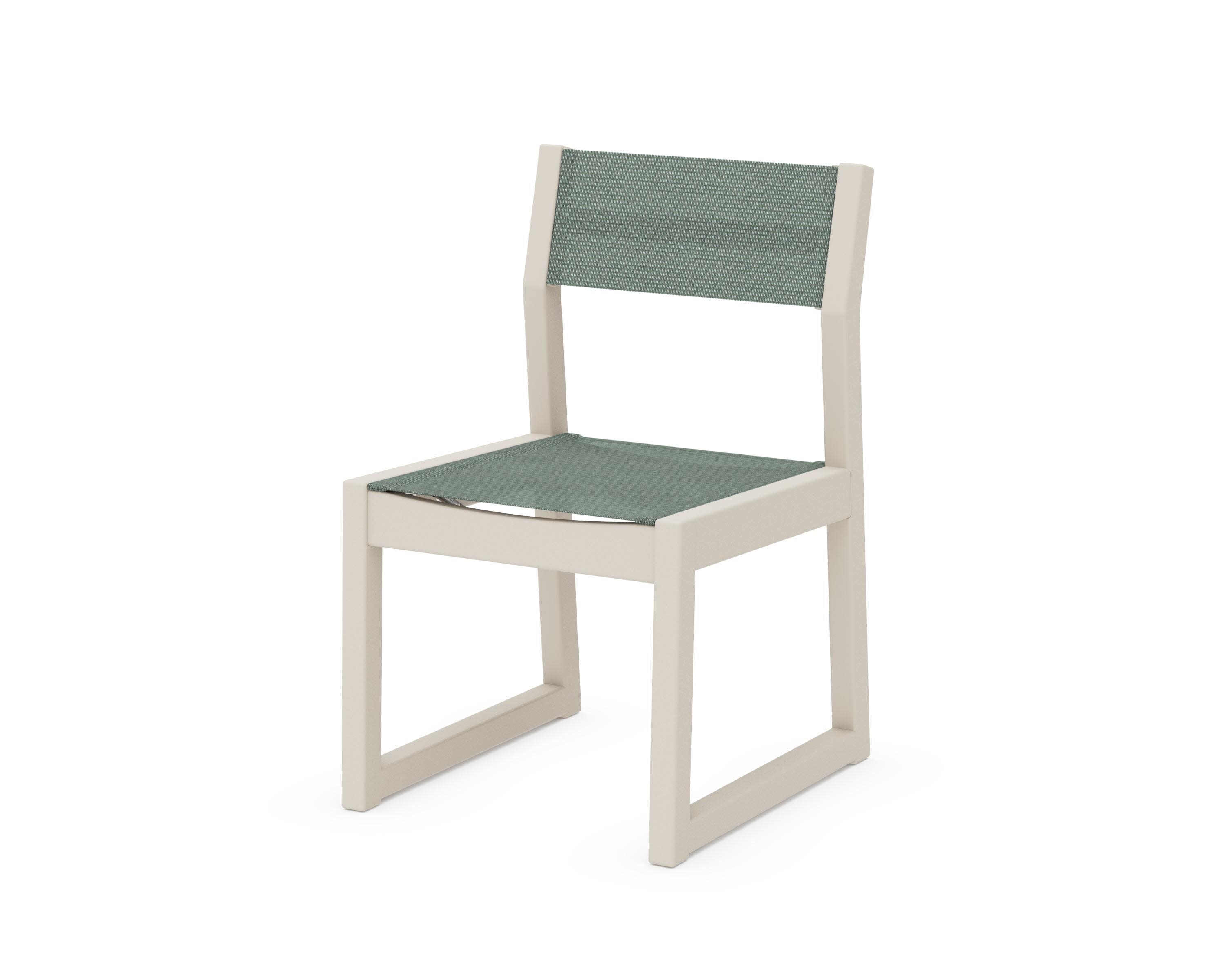 EDGE Sling Dining Side Chair in Sand / Dupioni Sea Mist Sling