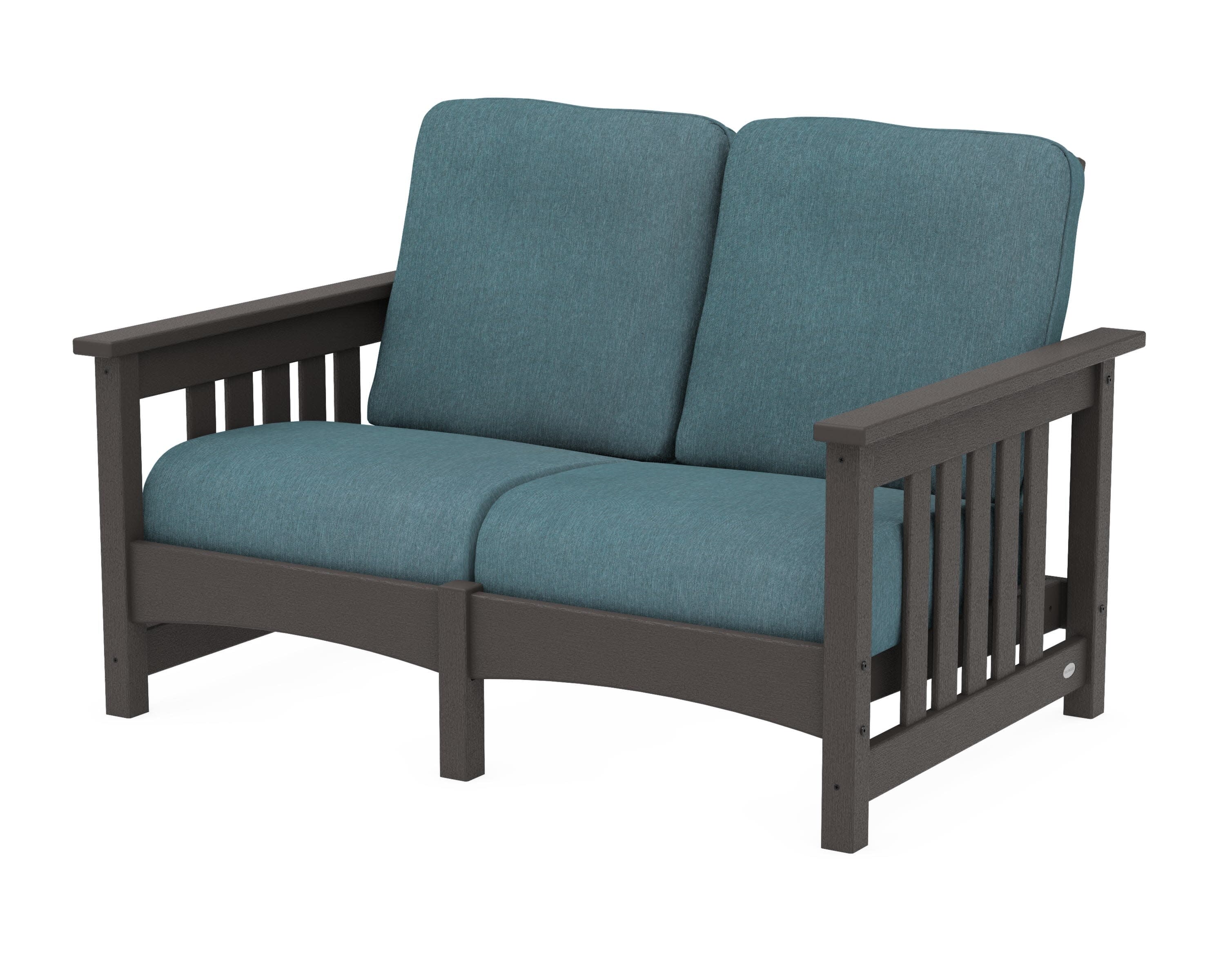 Club Mission Loveseat in Vintage Coffee / Ocean Teal