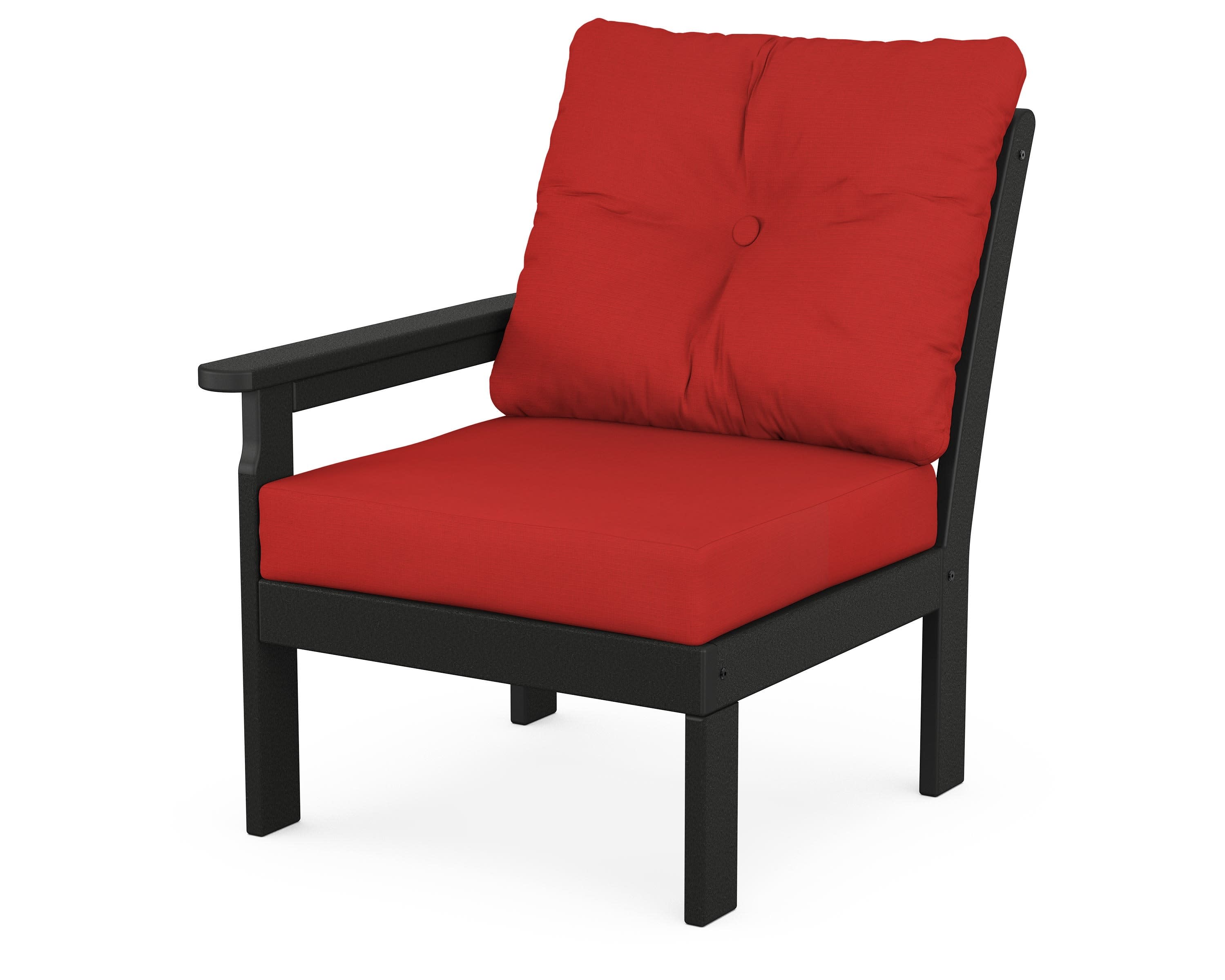 Vineyard Modular Left Arm Chair in Black / Crimson Linen