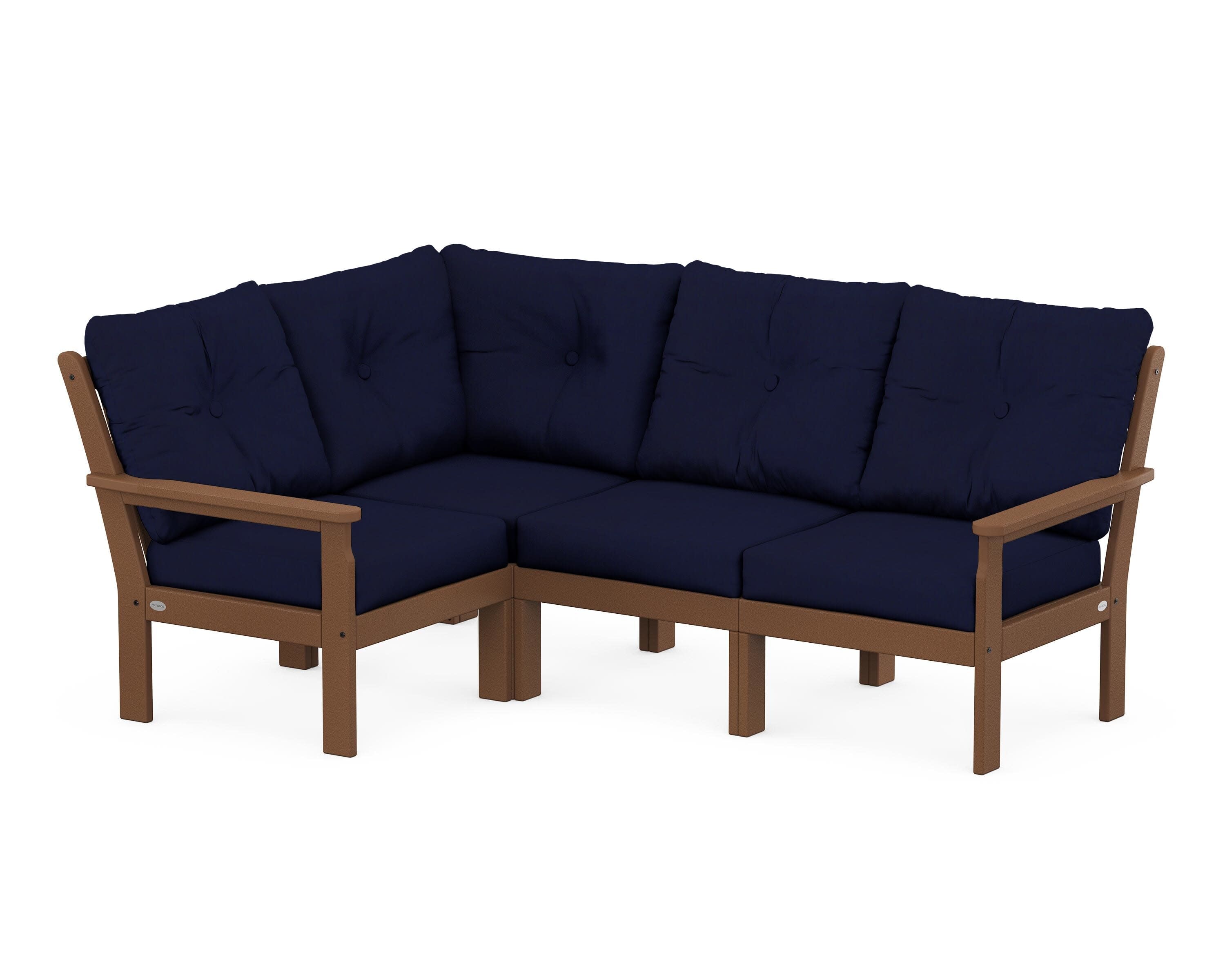 Vineyard 4-Piece Sectional in Teak / Navy
