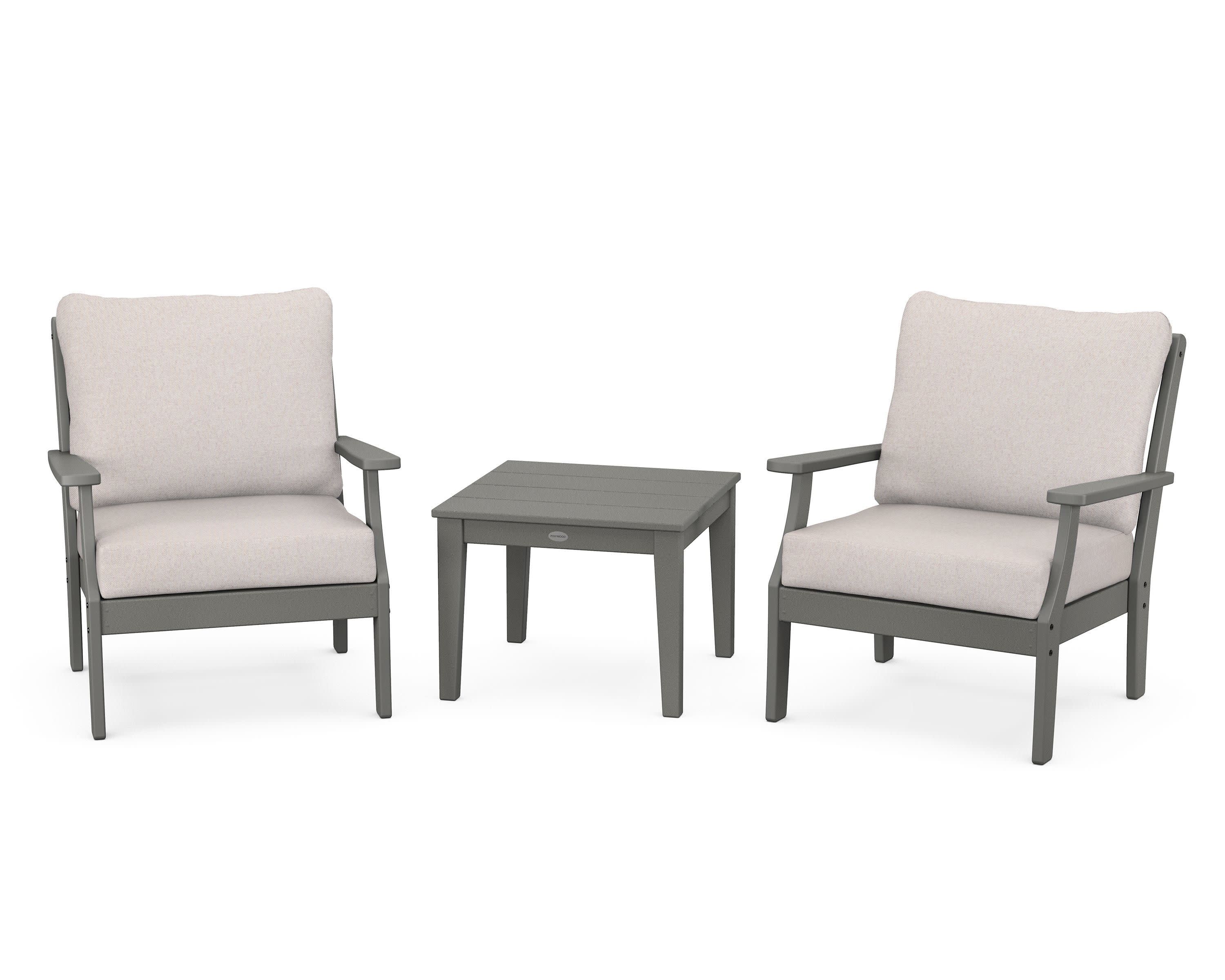 Braxton 3-Piece Deep Seating Set in Slate Grey / Dune Burlap