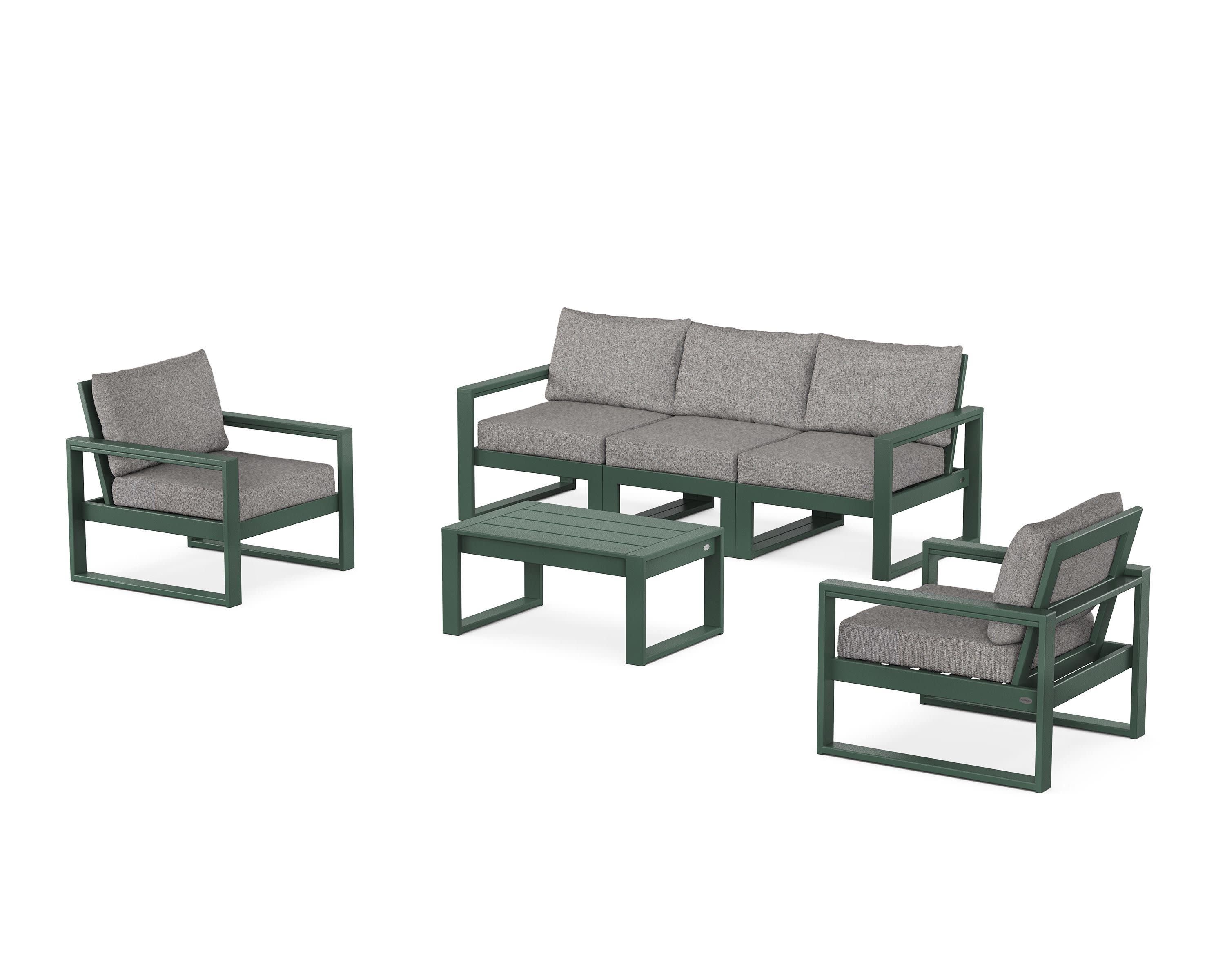 EDGE Sectional 4-Piece Deep Seating Set with Sofa in Green / Grey Mist