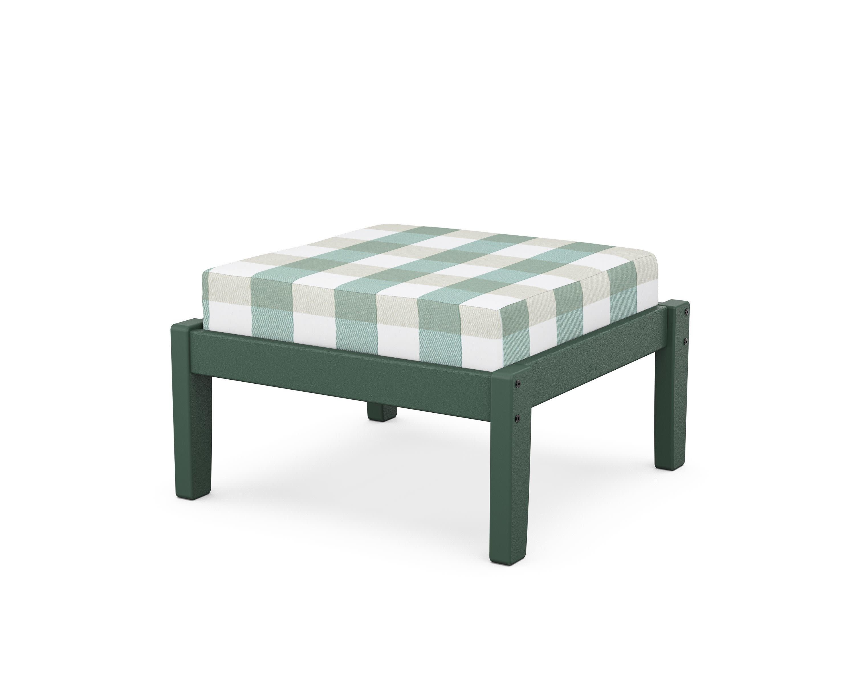 Deep Seating Ottoman in Green / Buffalo Plaid Glacier Spa