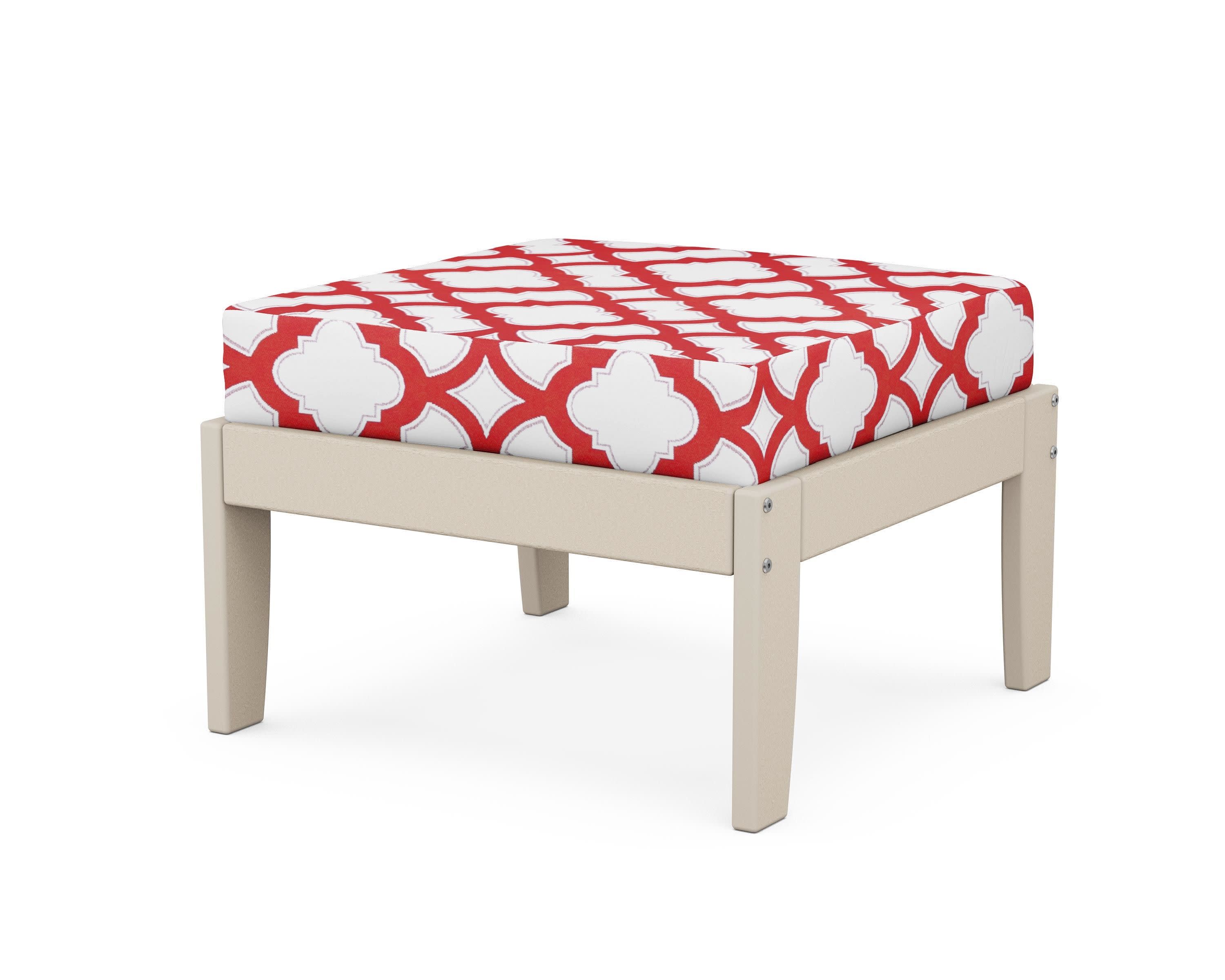 Modular Ottoman - Classic in Sand / Trellis Crimson