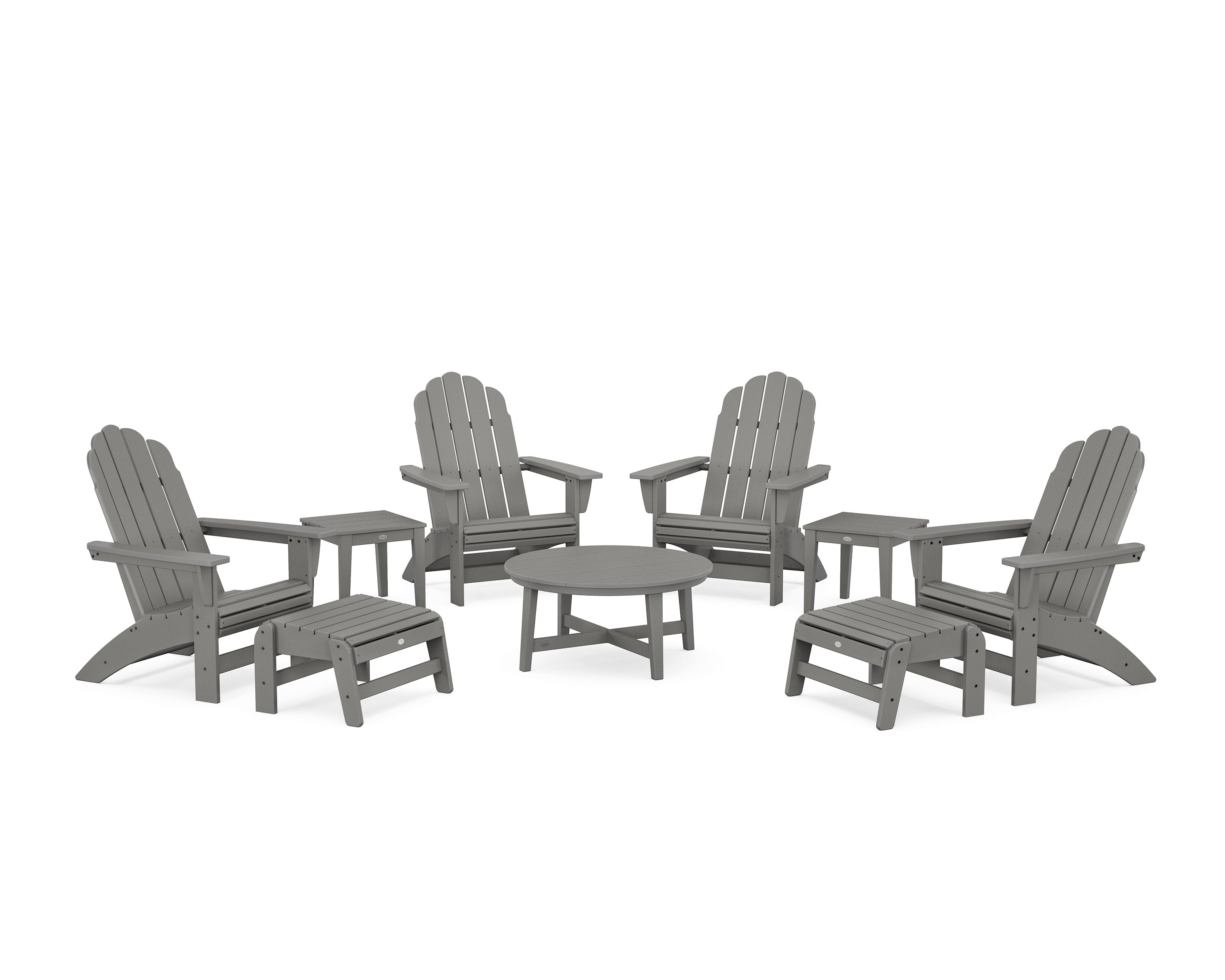 Vineyard Grand Adirondack 9-Piece Conversation Set in Slate Grey