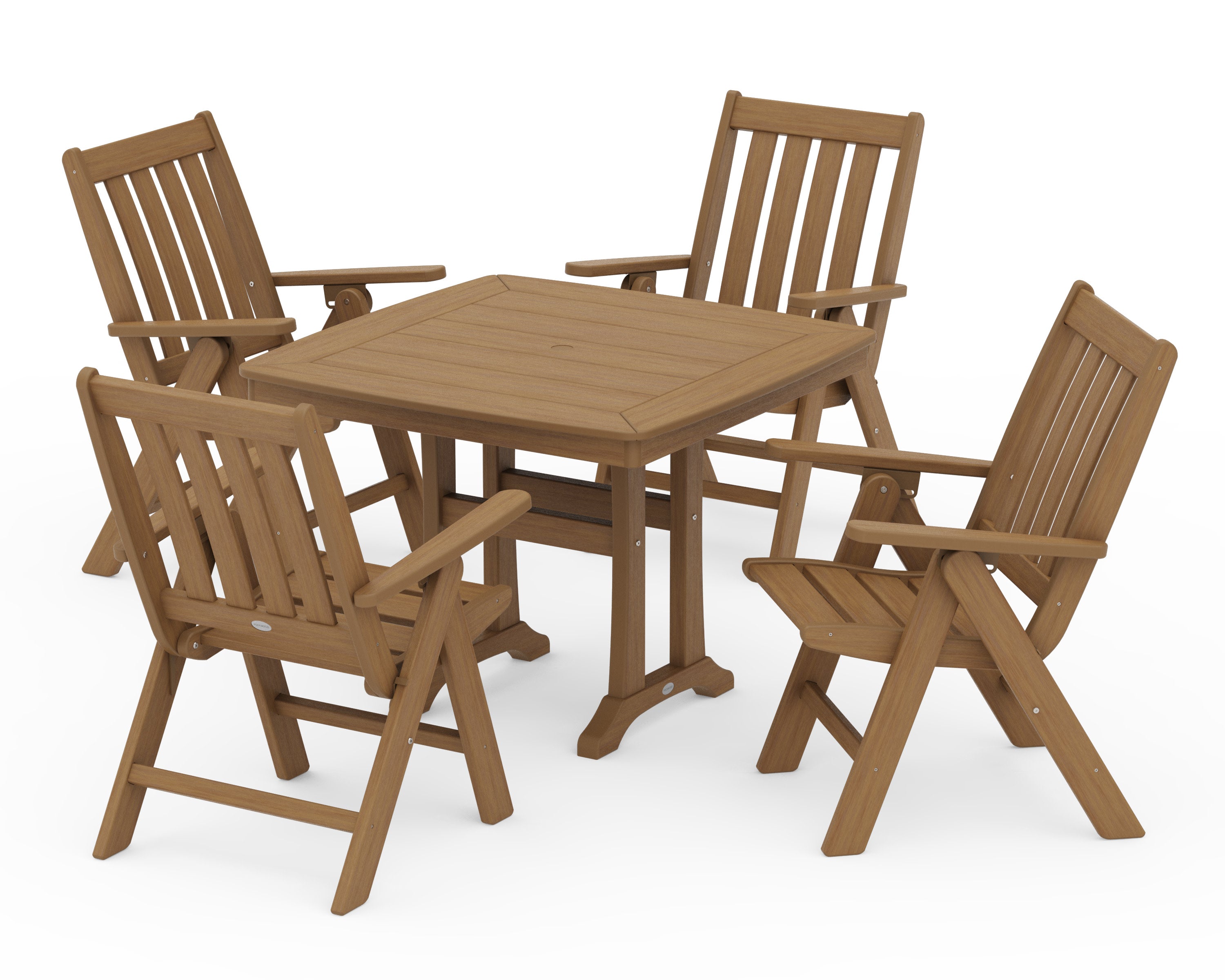 Vineyard Folding 5-Piece Dining Set with Trestle Legs in Natural