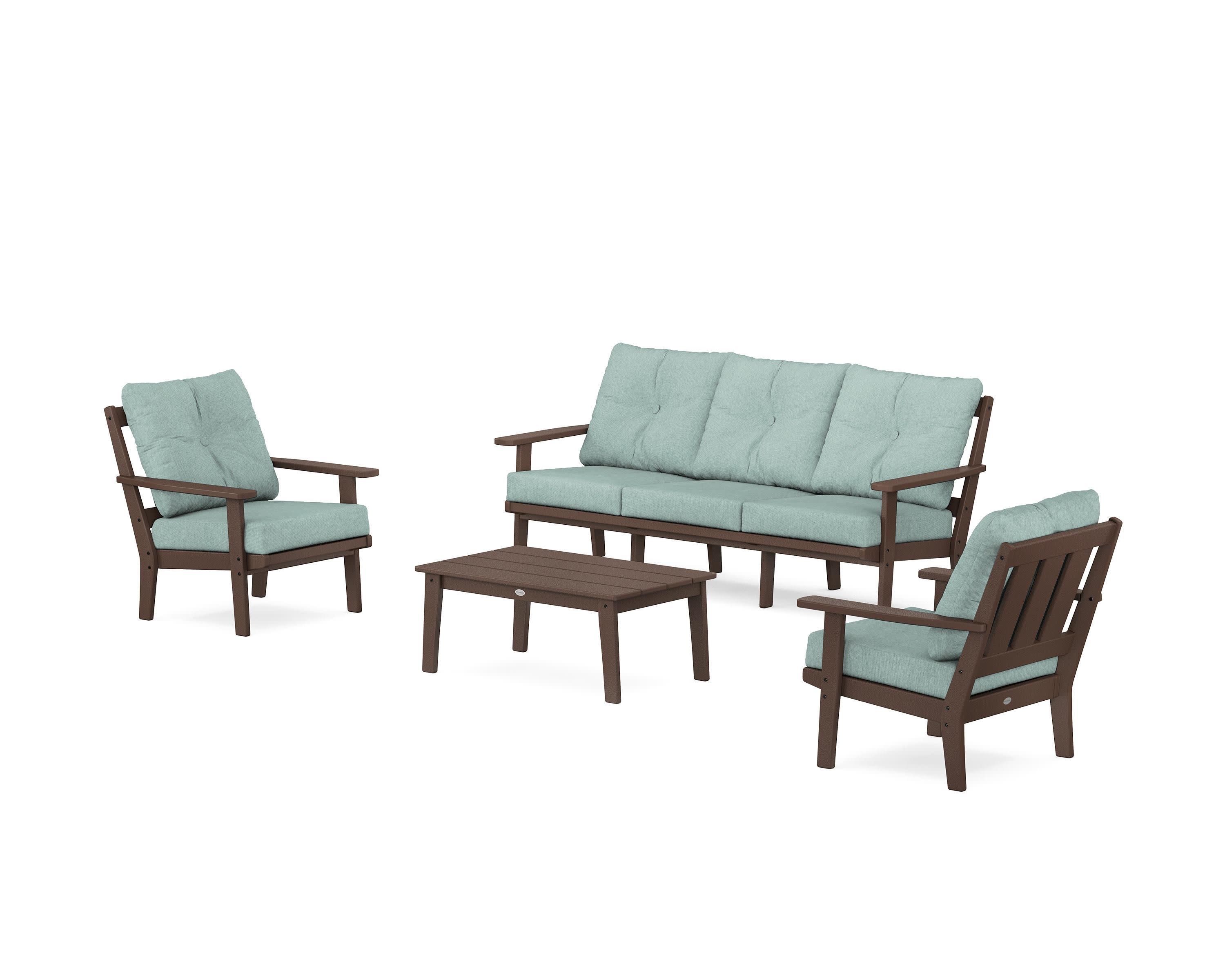 Oxford 4-Piece Deep Seating Set with Sofa in Mahogany / Glacier Spa