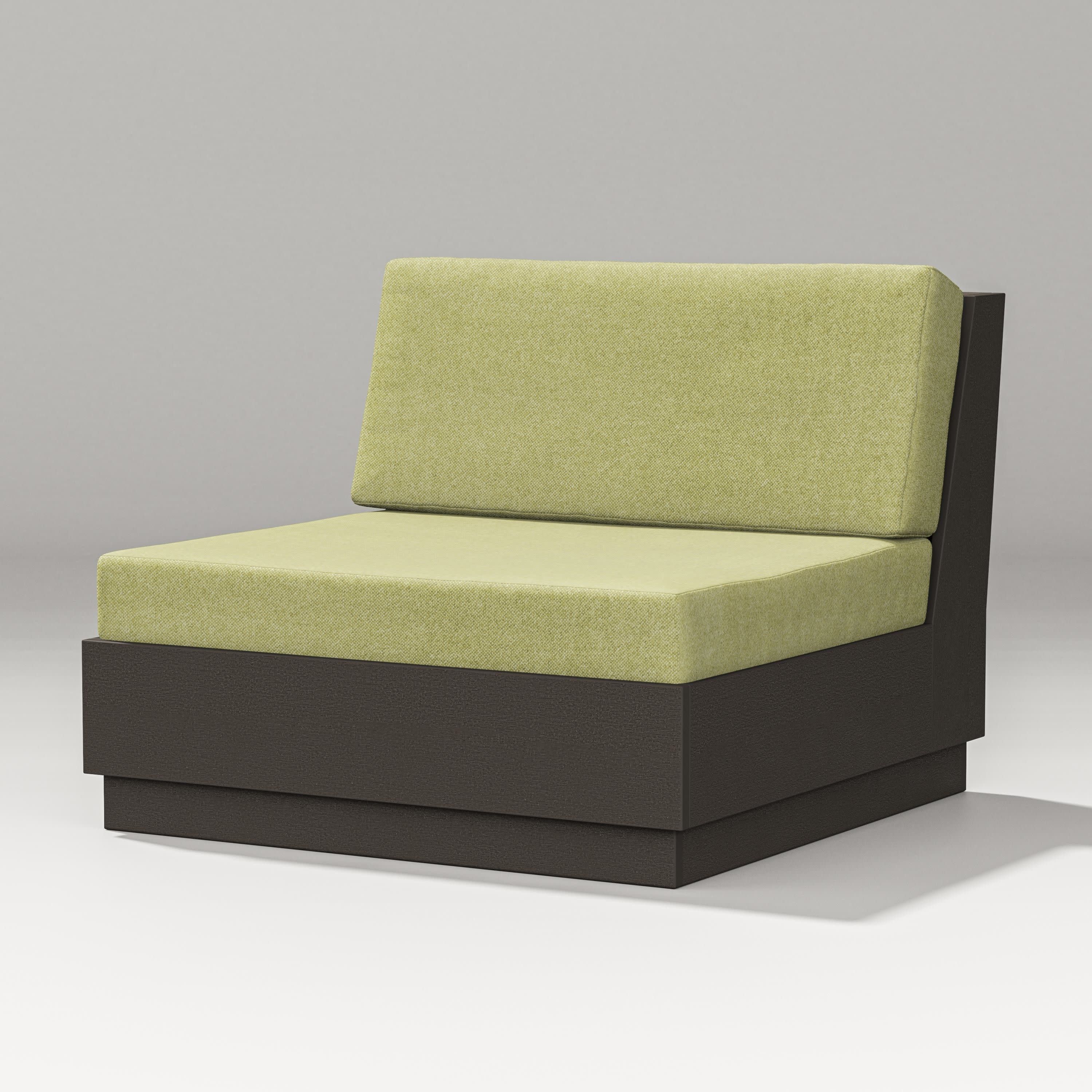 Elevate Modular Armless Chair in Vintage Coffee / Chartreuse Boucle