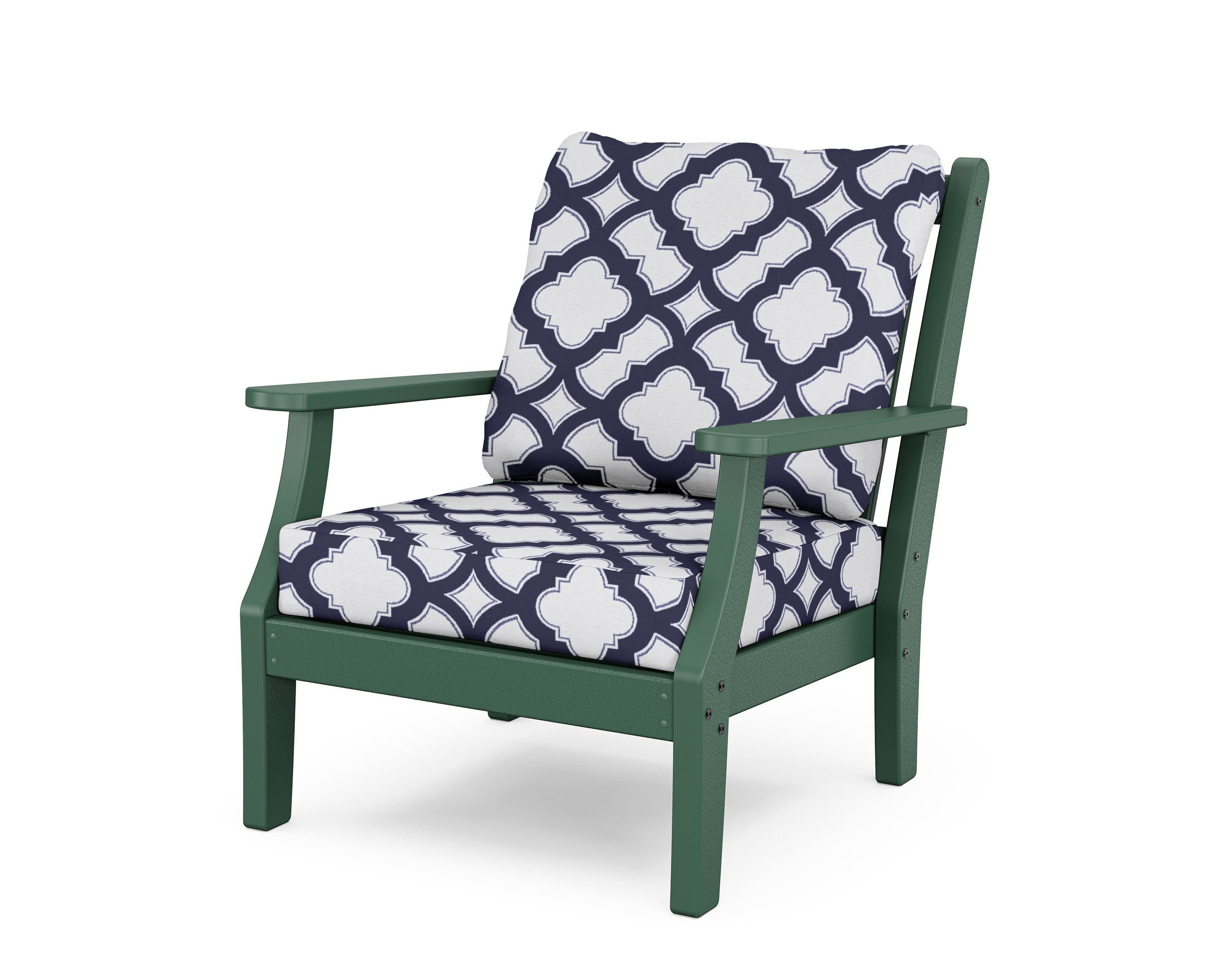 Wovendale Deep Seating Chair in Green / Trellis Navy