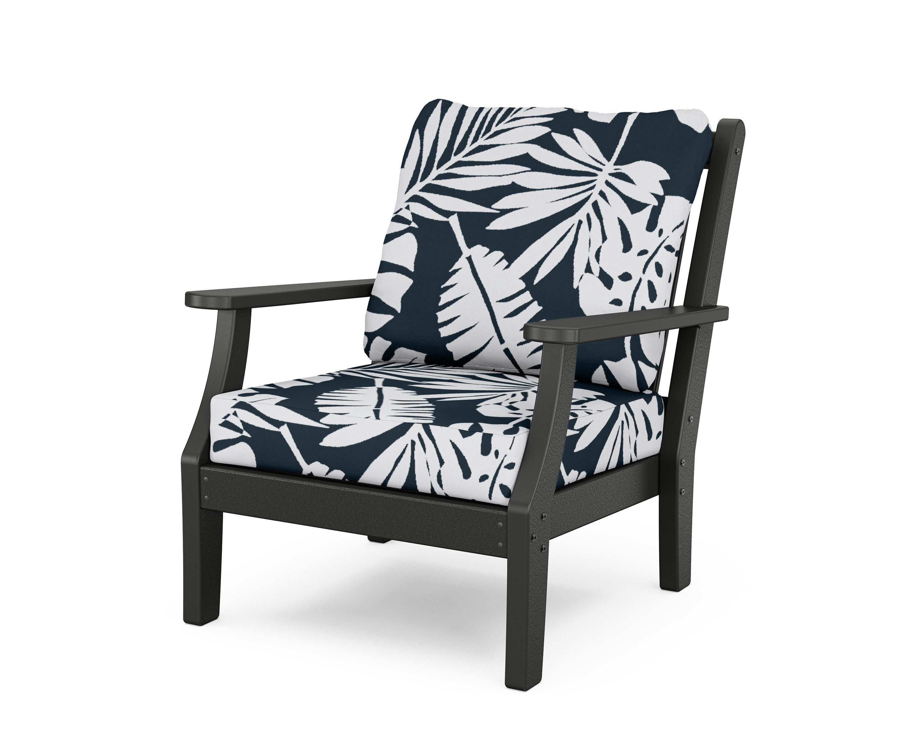 Wovendale Deep Seating Chair in Black / Leaf Marine Indigo