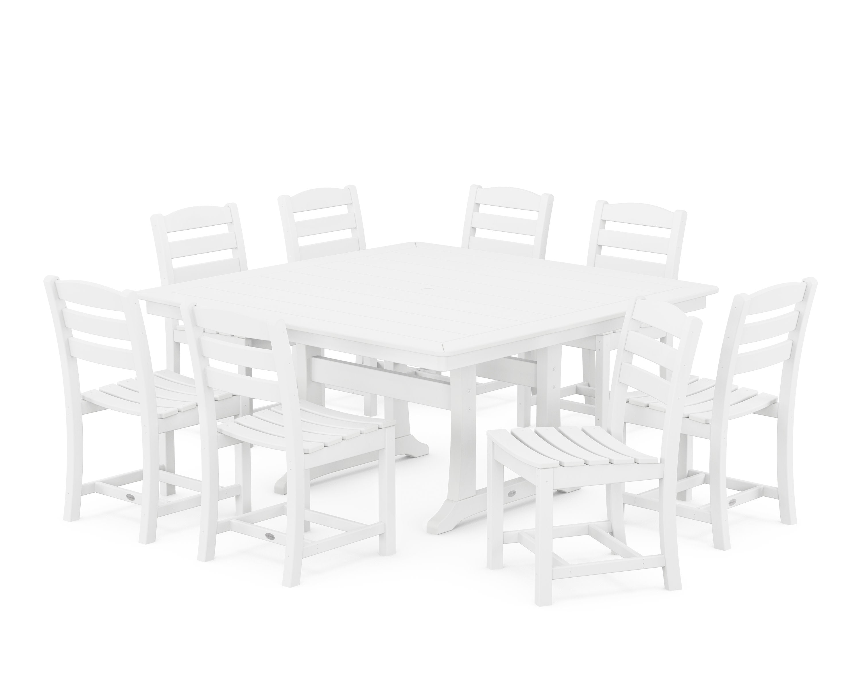 La Casa Caf 9-Piece Nautical Trestle Dining Set in White