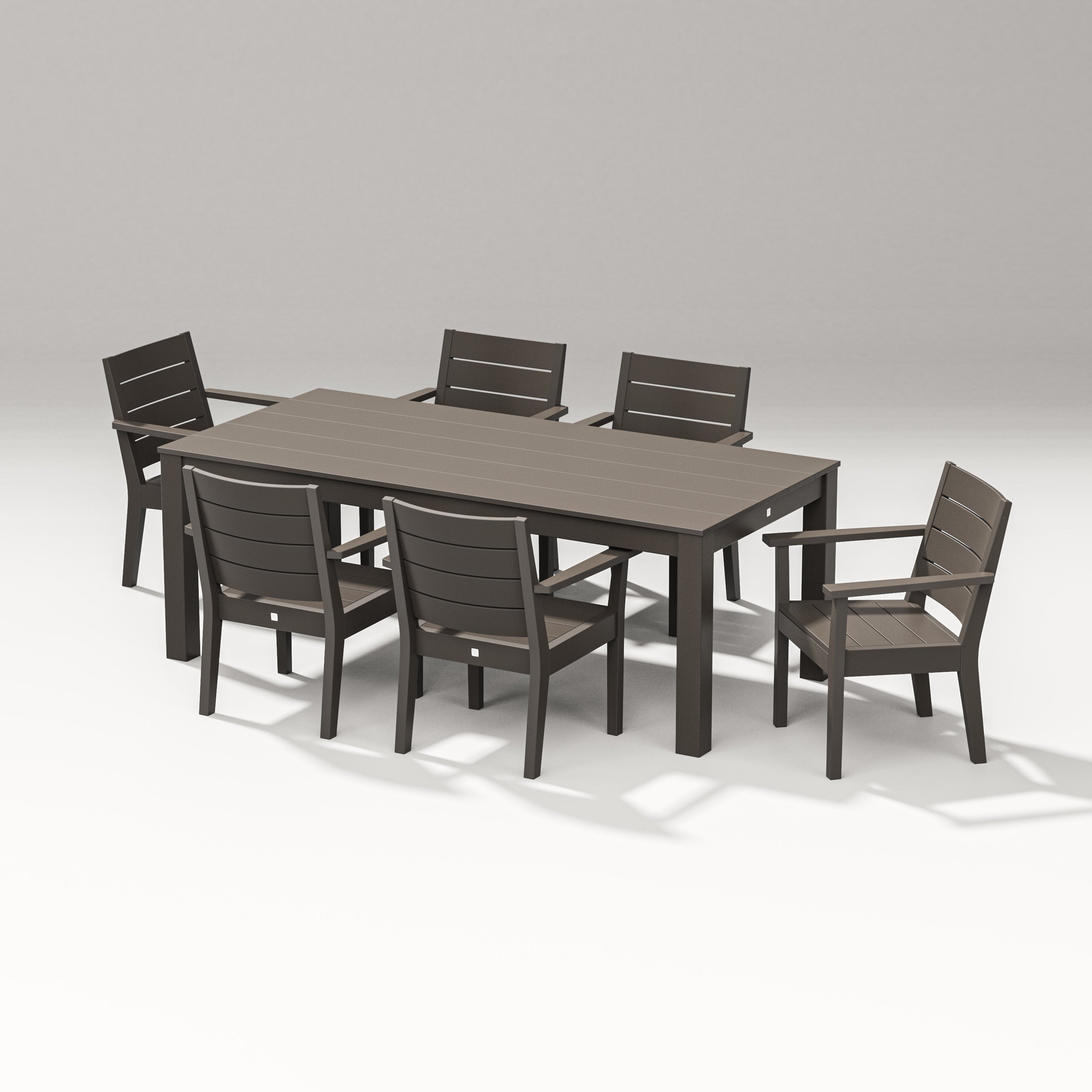 Latitude 7-Piece Arm Chair Dining Set - Parsons 84" in Vintage Coffee