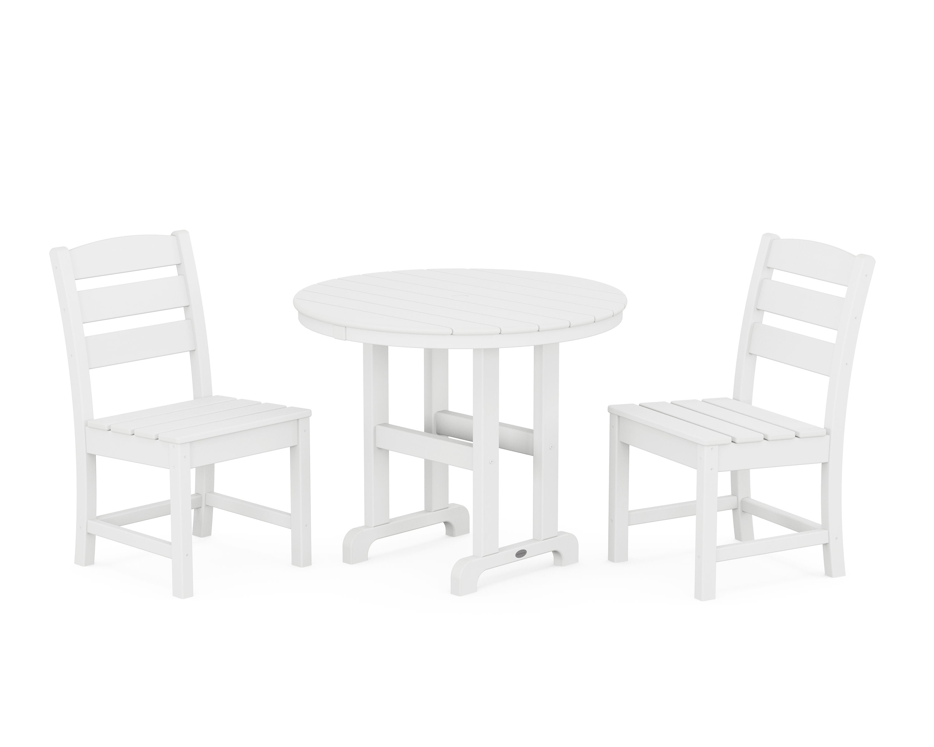 Lakeside Side Chair 3-Piece Round Dining Set in White