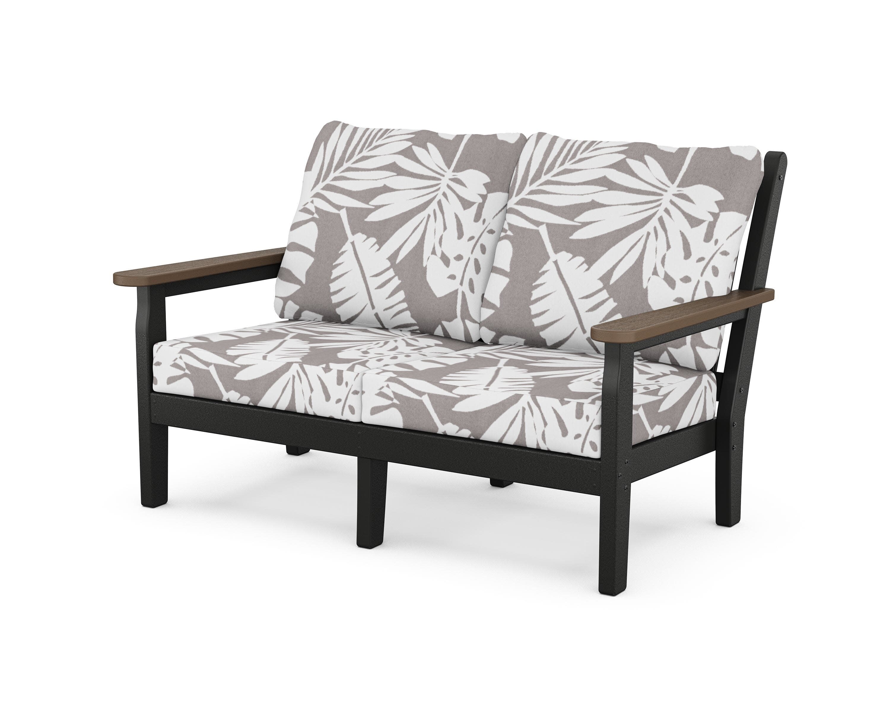 Chippendale Deep Seating Loveseat in Black / Kona / Leaf Grey Mist