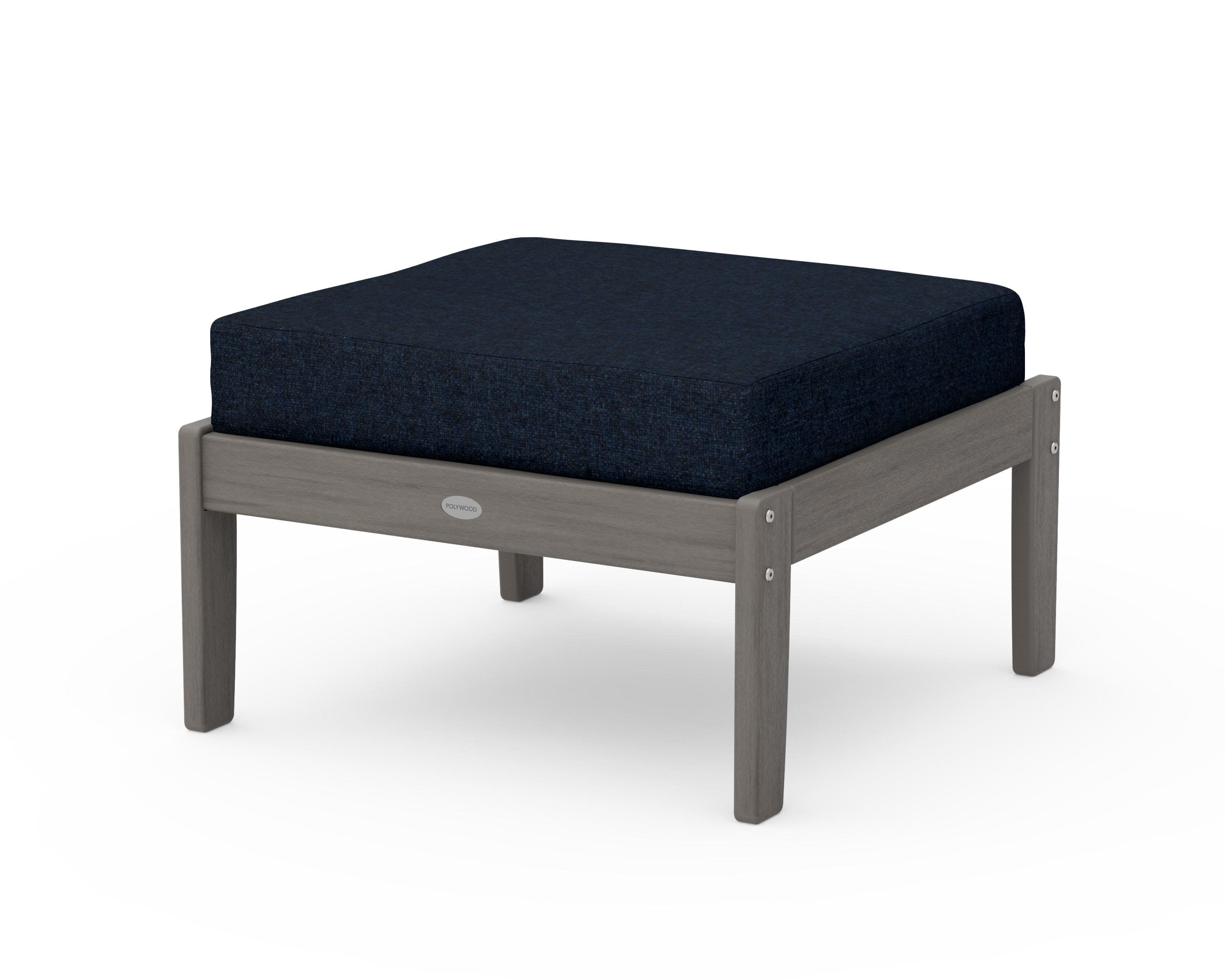 Braxton Deep Seating Ottoman in Driftwood / Marine Indigo
