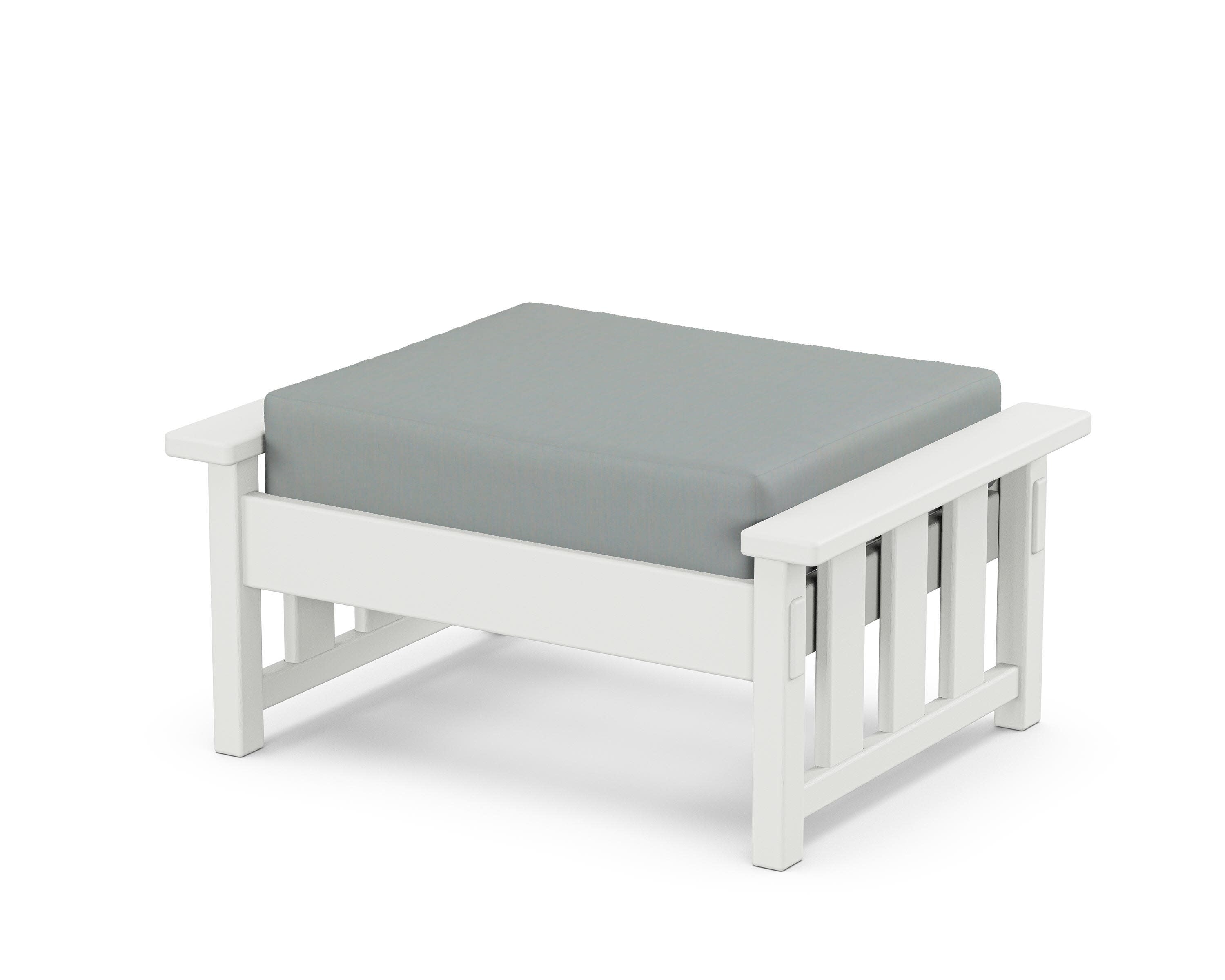 Acadia Deep Seating Ottoman in White / Spa