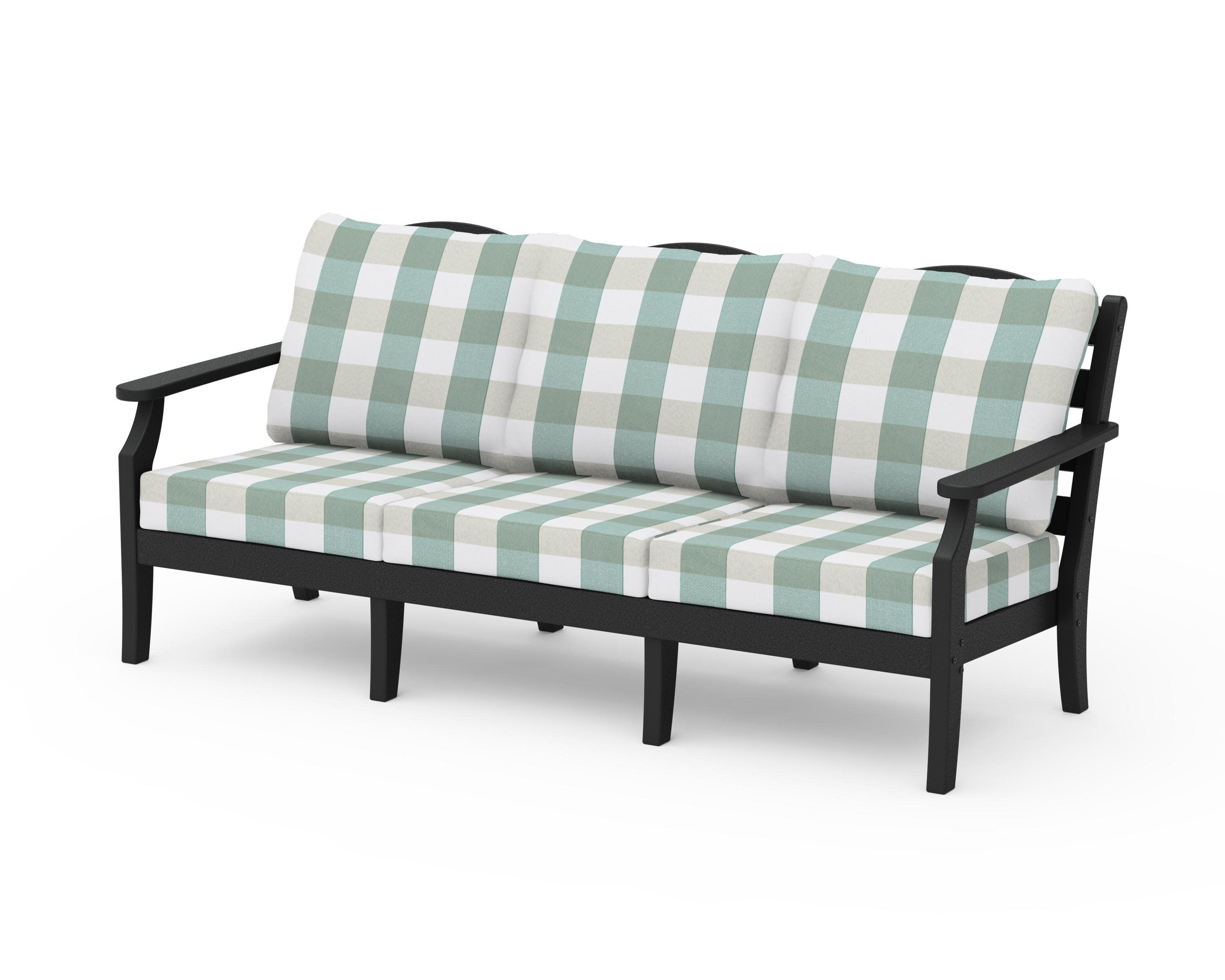 Savannah Deep Seating Sofa in Black / Buffalo Plaid Glacier Spa