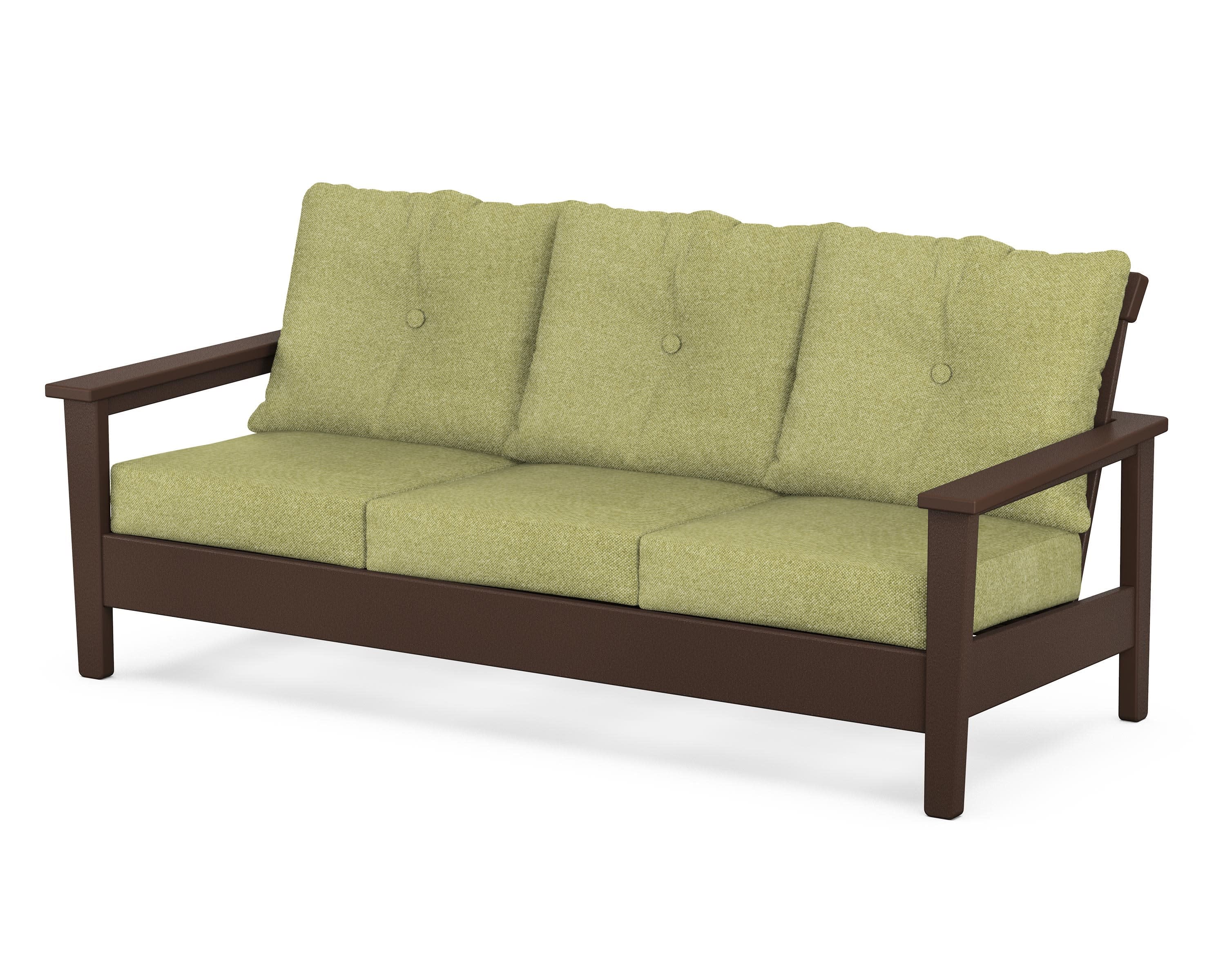 Prescott Deep Seating Sofa in Mahogany / Chartreuse Boucle