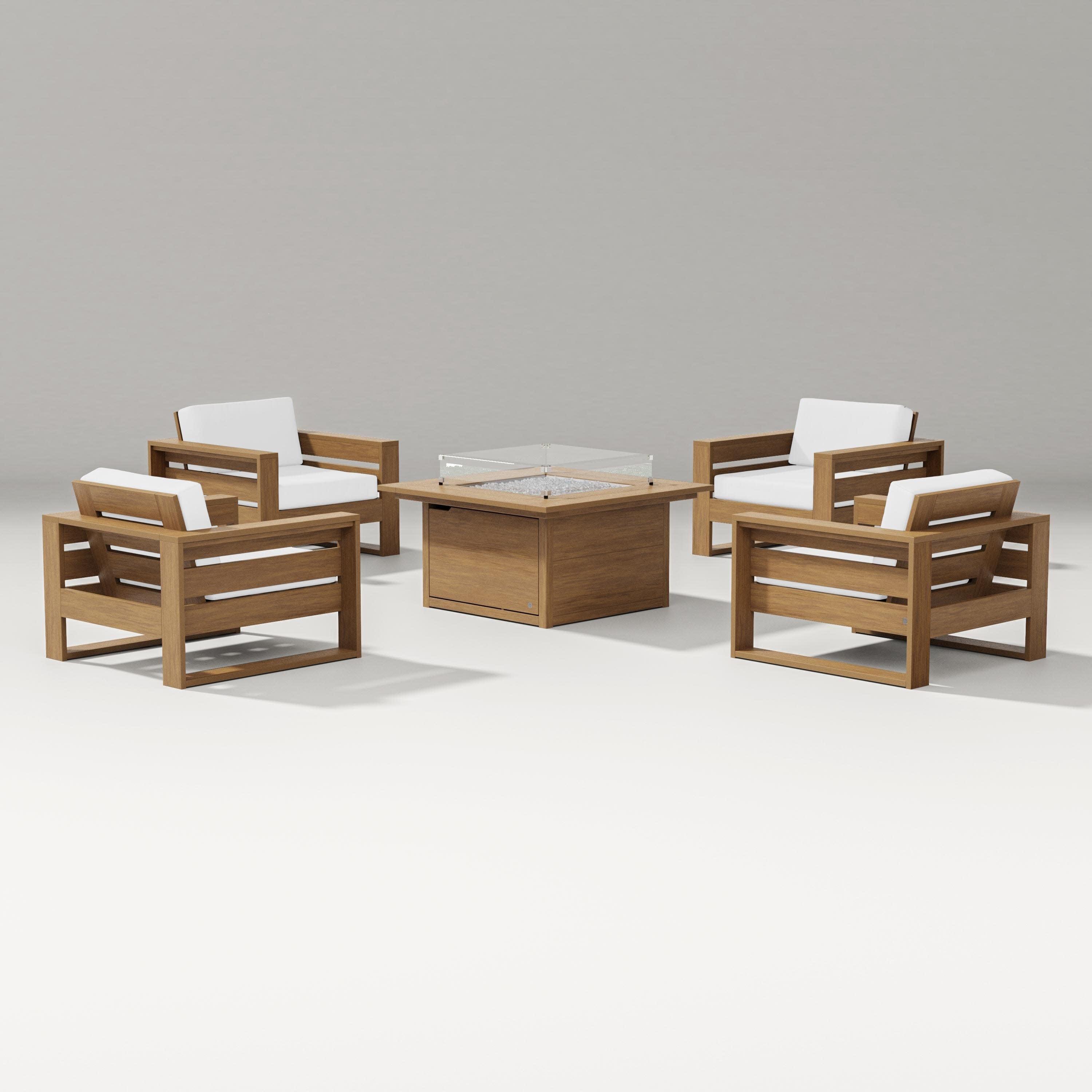 Latitude 5-Piece Lounge Fire Table Set in Natural / Natural