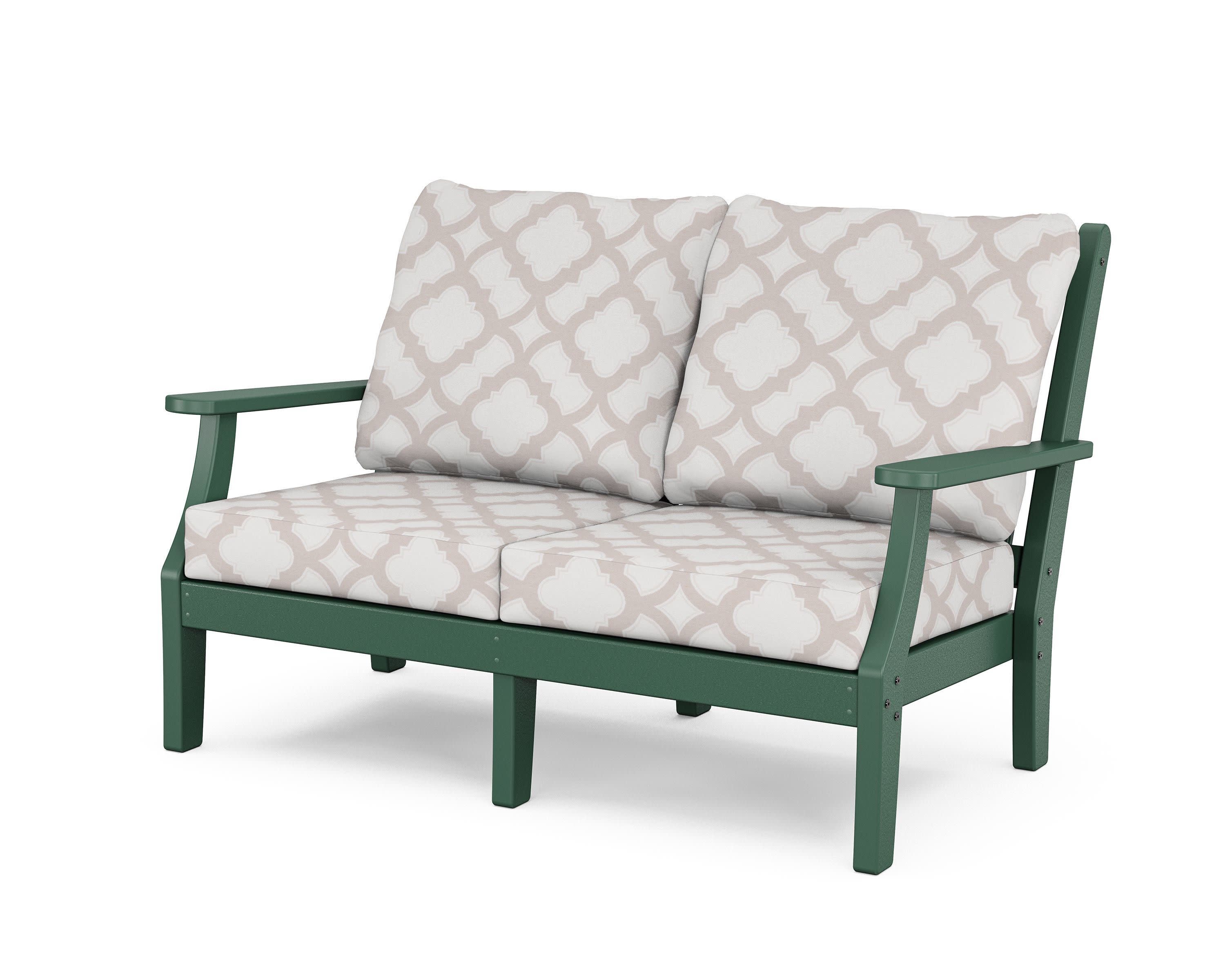 Wovendale Deep Seating Loveseat in Green / Trellis Dune Burlap
