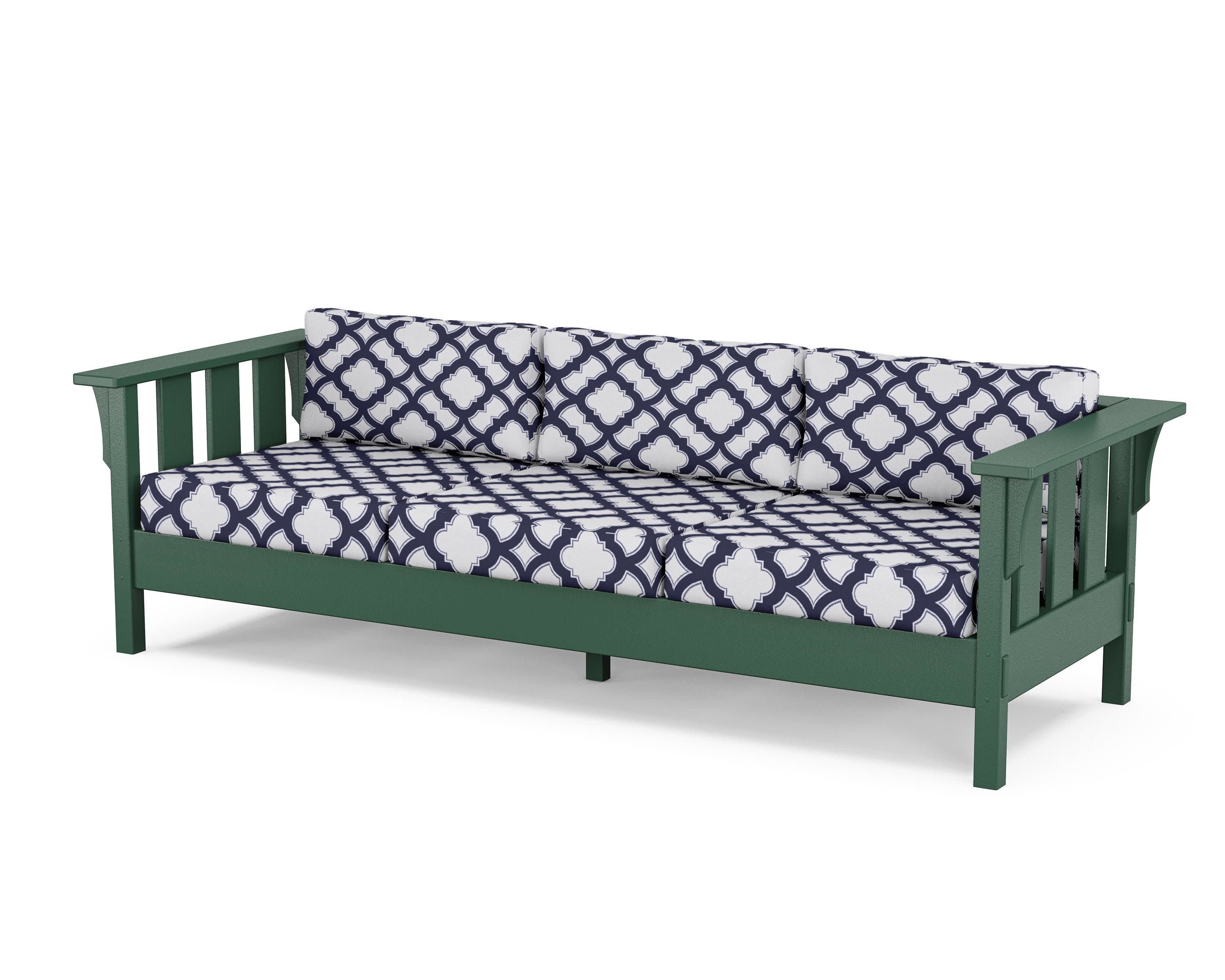 Acadia Deep Seating Sofa in Green / Trellis Navy