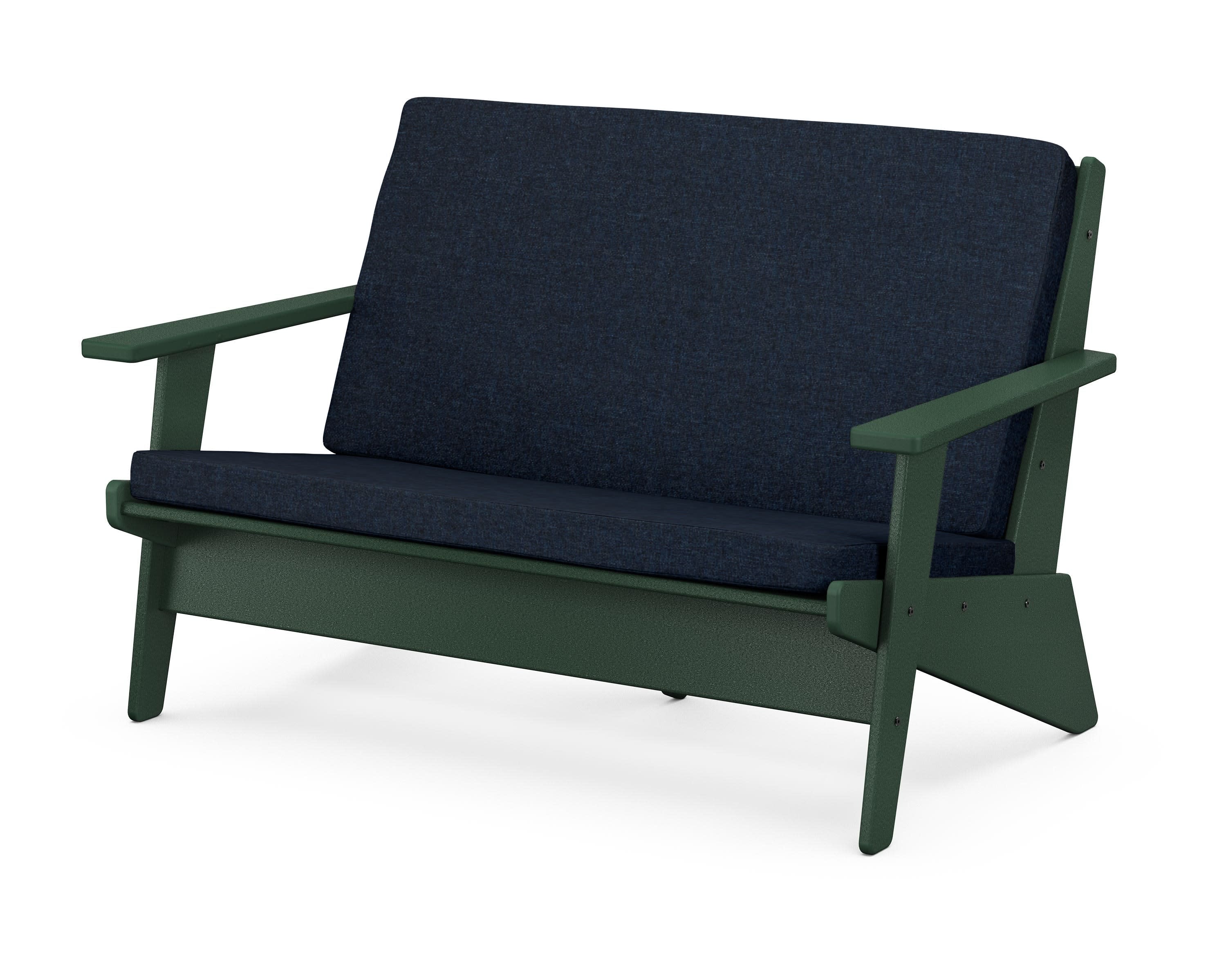 Riviera Modern Lounge Loveseat in Green / Marine Indigo
