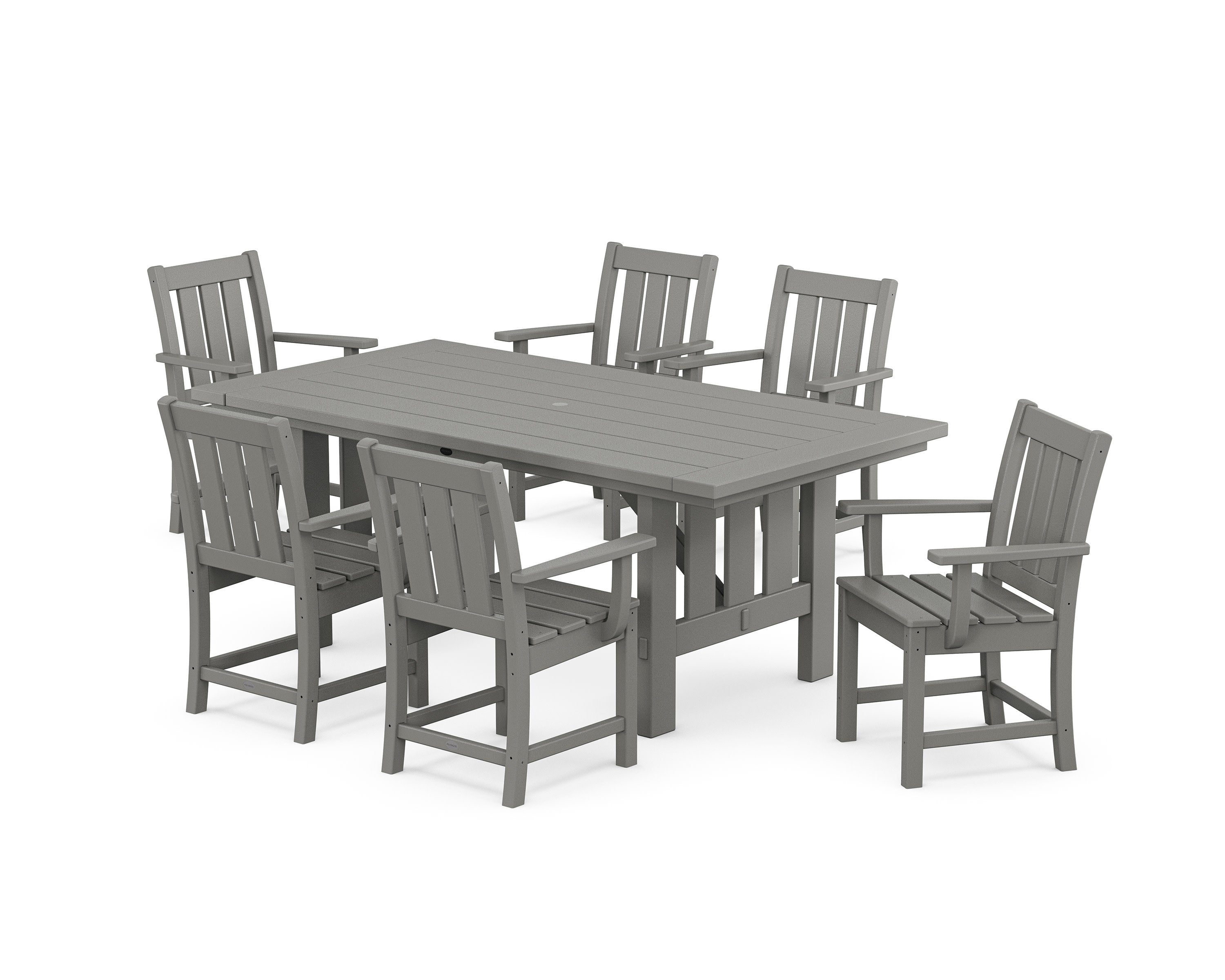 Oxford Arm Chair 7-Piece Mission Dining Set in Slate Grey