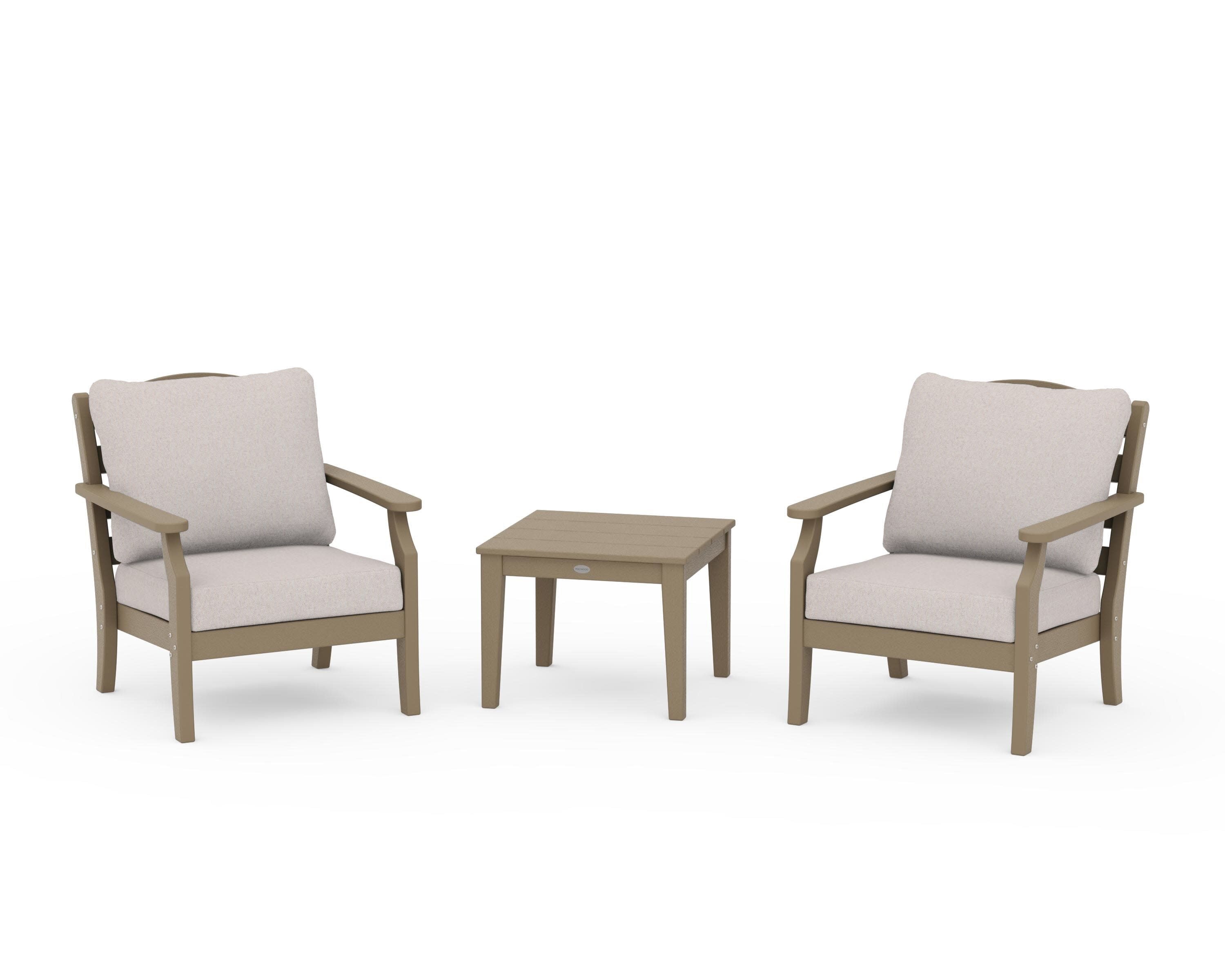 Savannah 3-Piece Deep Seating Set in Vintage Sahara / Dune Burlap