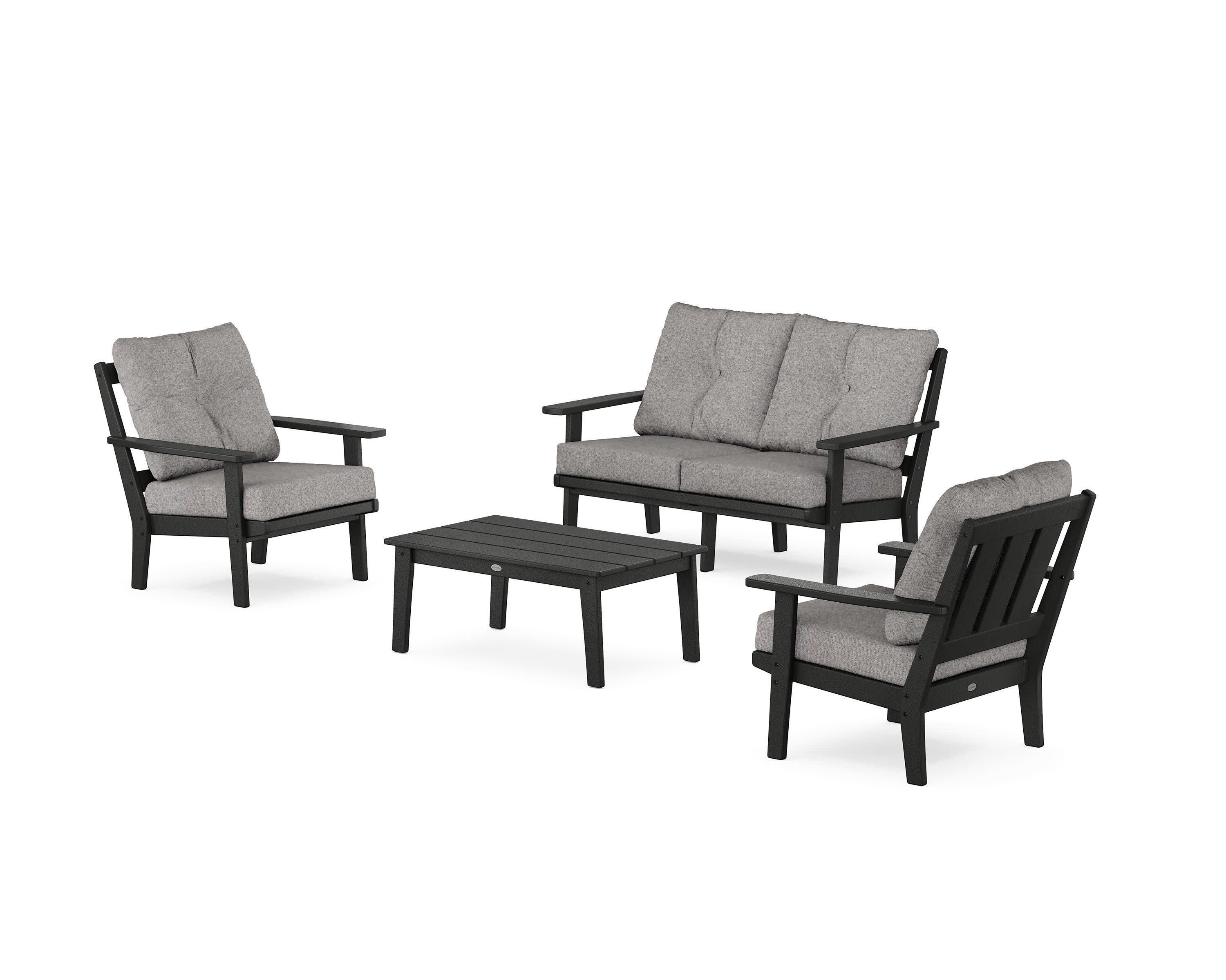 Oxford 4-Piece Deep Seating Set with Loveseat in Black / Grey Mist