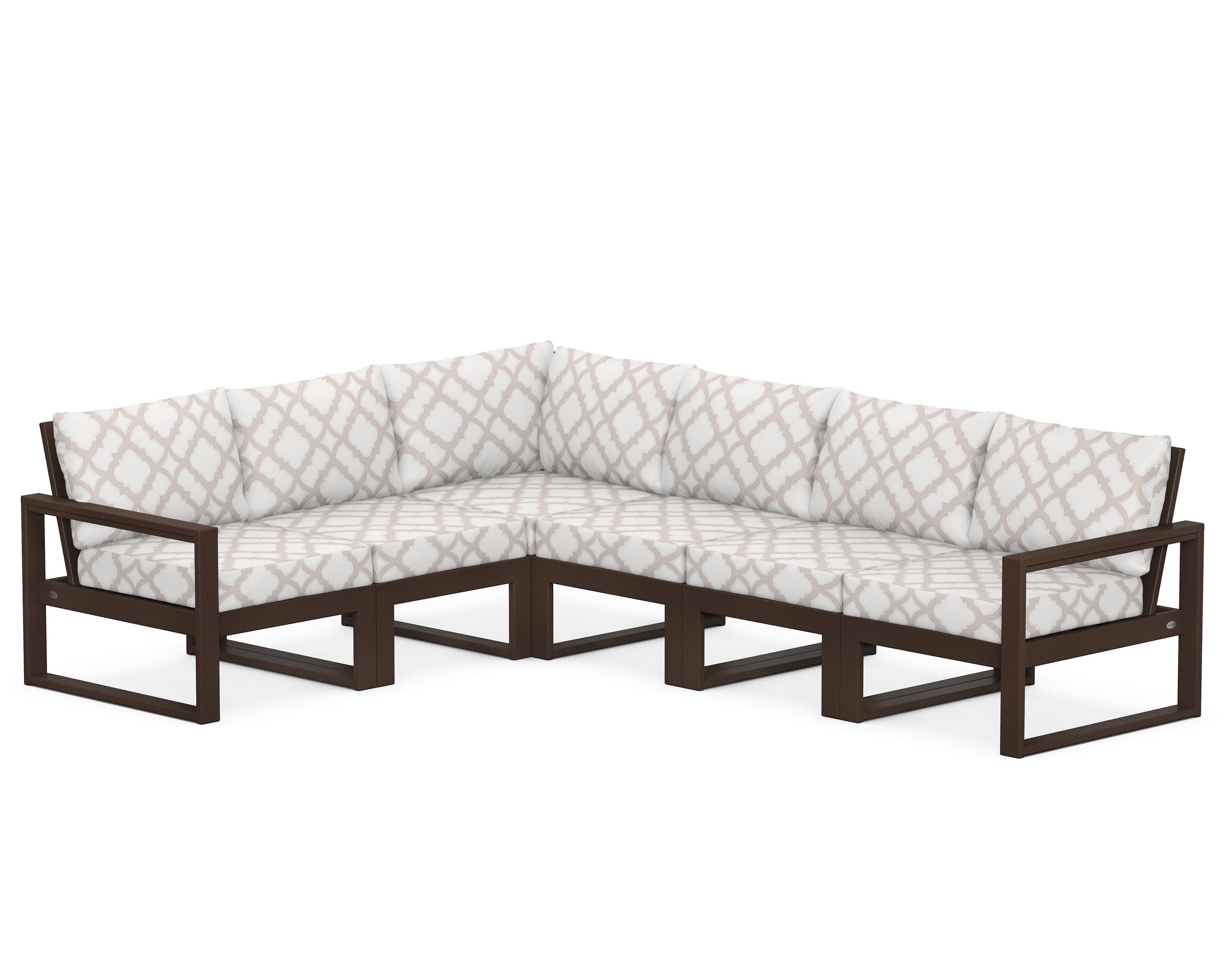 EDGE 6-Piece Modular Deep Seating Set in Mahogany / Trellis Dune Burlap