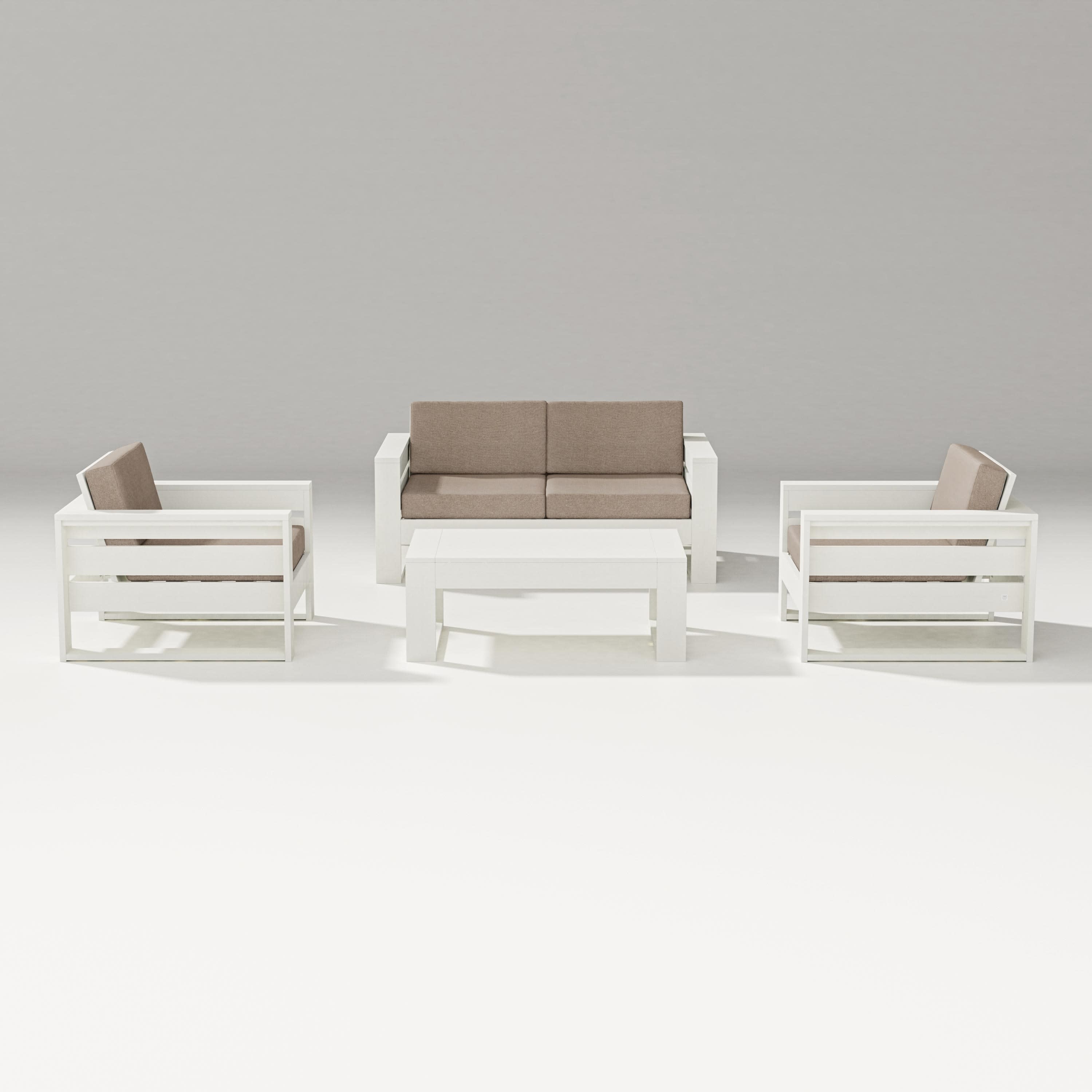 Latitude 4-Piece Lounge Loveseat Set in Vintage White / Spiced Burlap