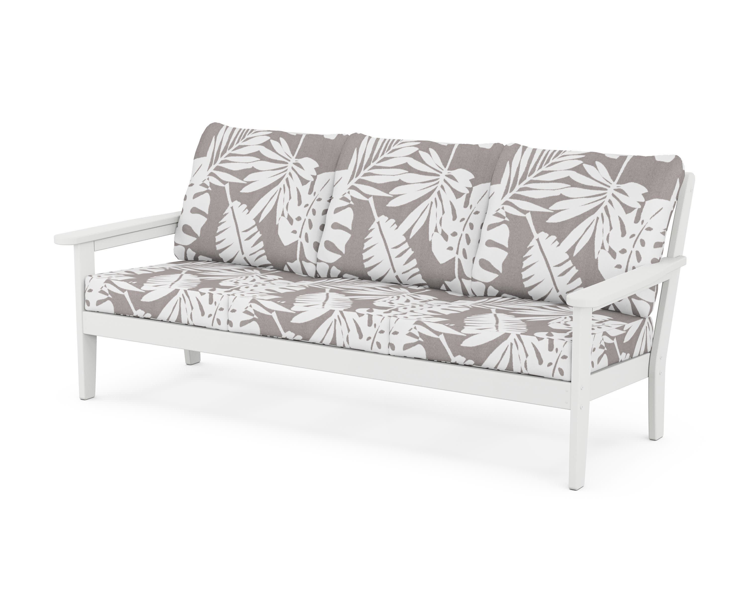 Cottage Deep Seating Sofa in White / Leaf Grey Mist