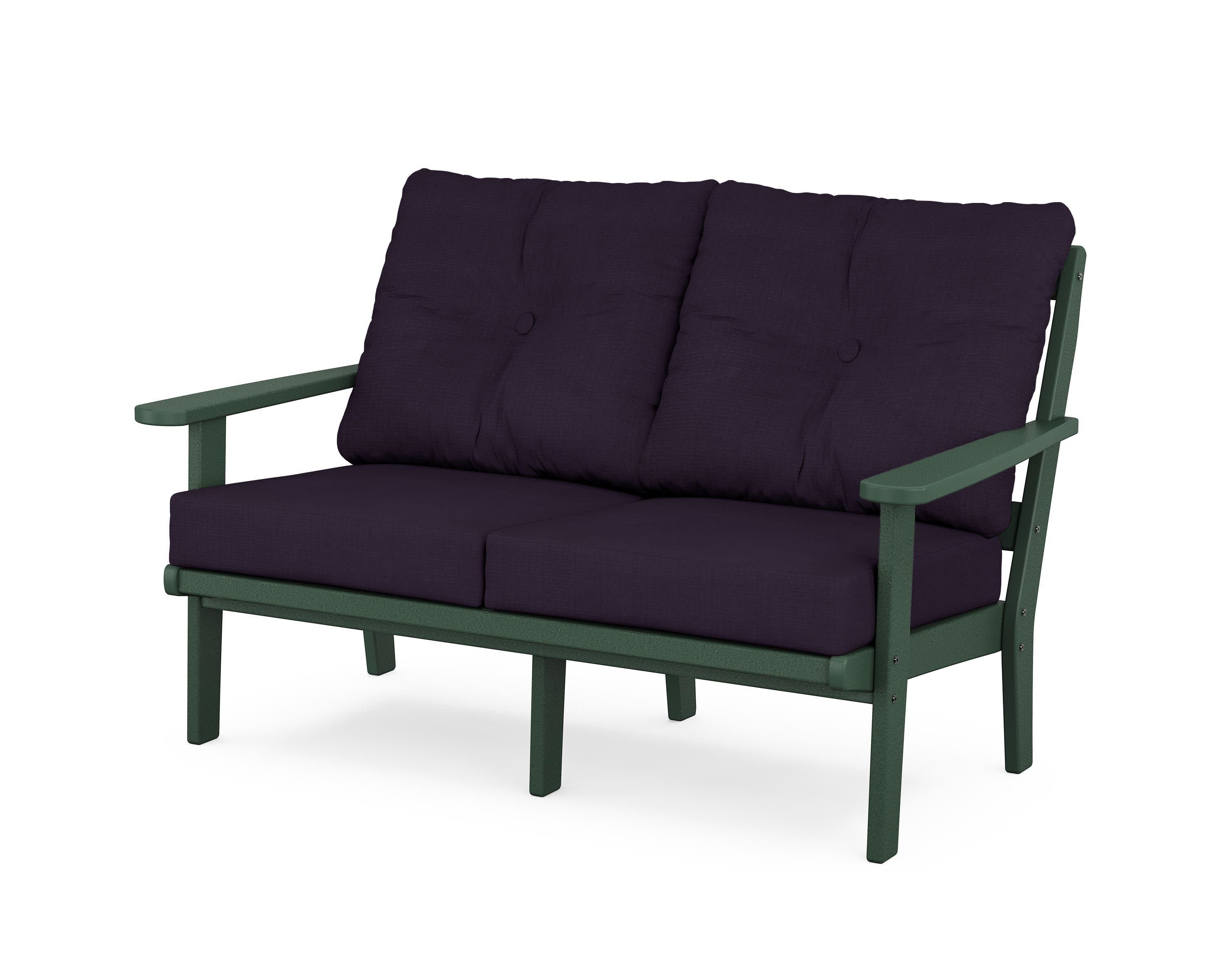 Mission Deep SeatingLoveseat in Green / Navy Linen