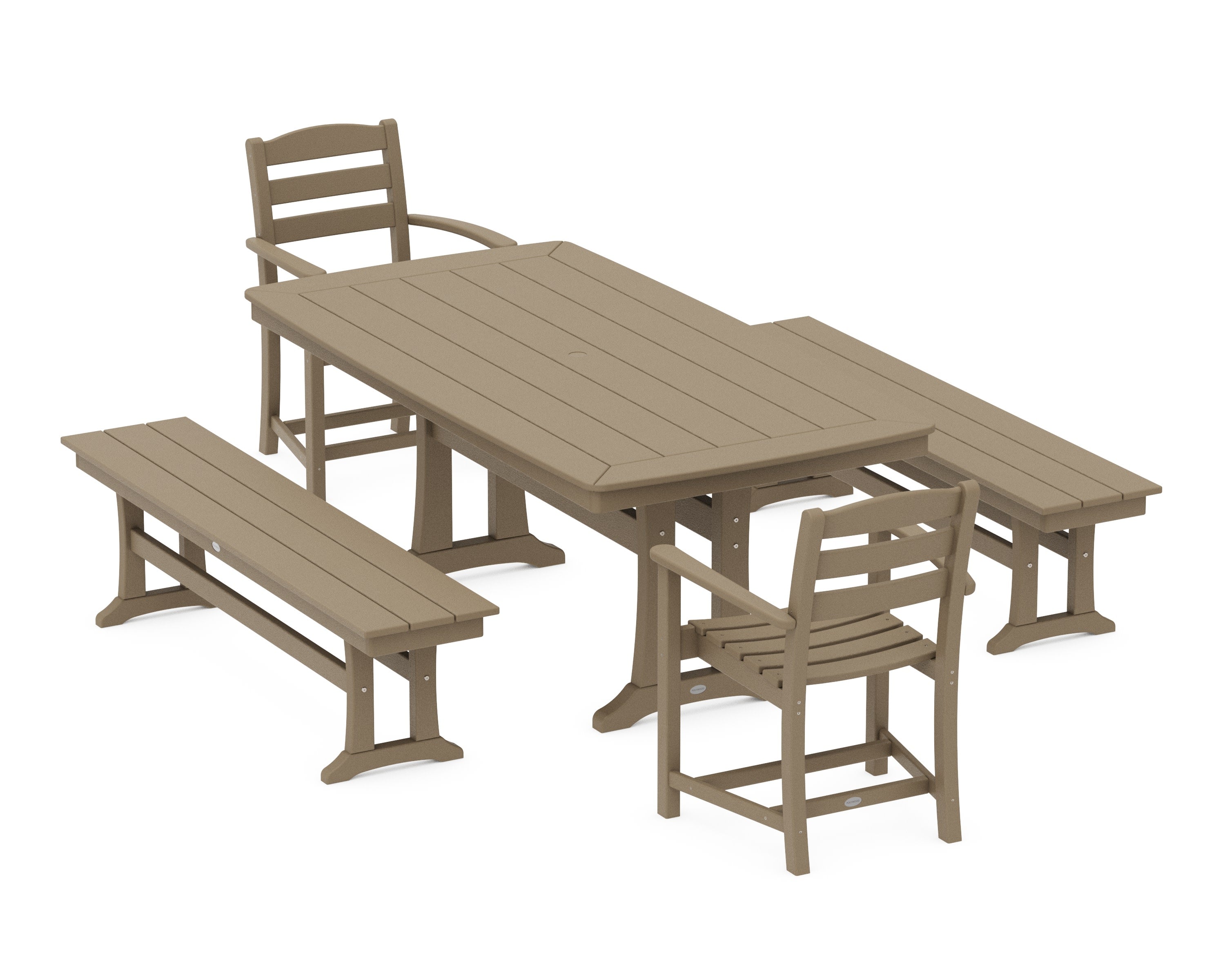 La Casa Cafe 5-Piece Dining Set with Trestle Legs in Vintage Sahara