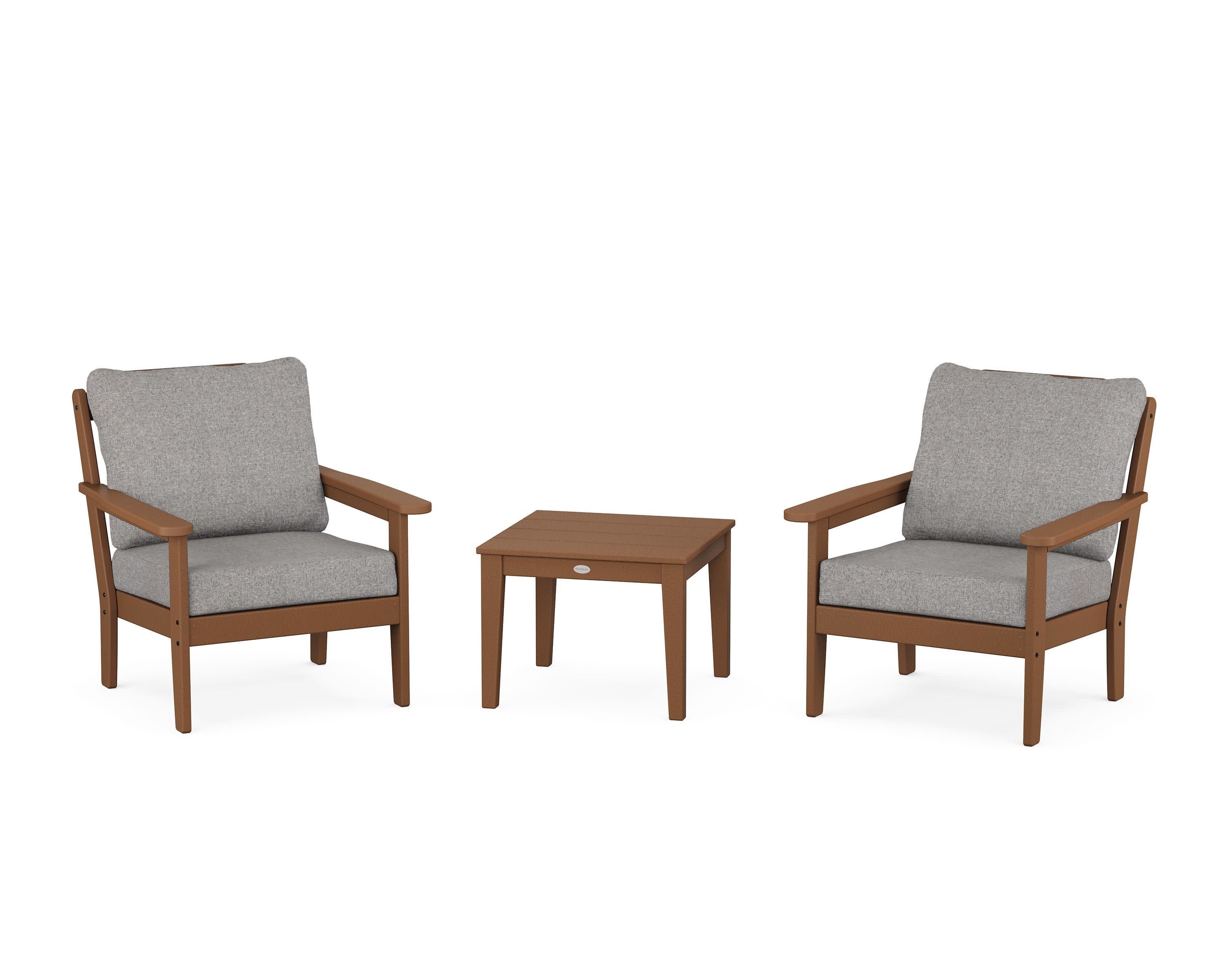 Cottage 3-Piece Deep Seating Set in Teak / Grey Mist