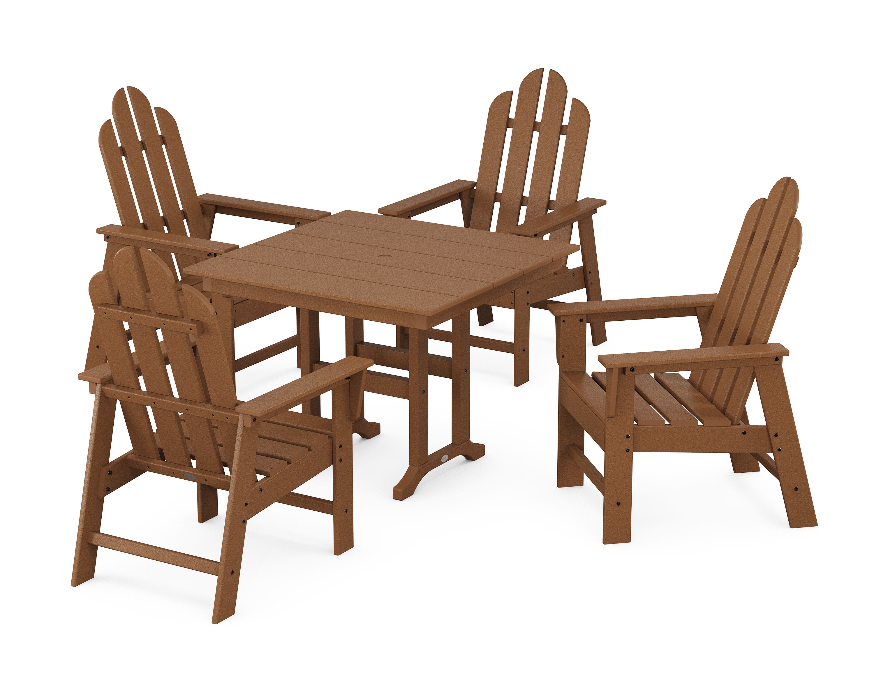 Long Island 5-Piece Farmhouse Dining Set in Teak