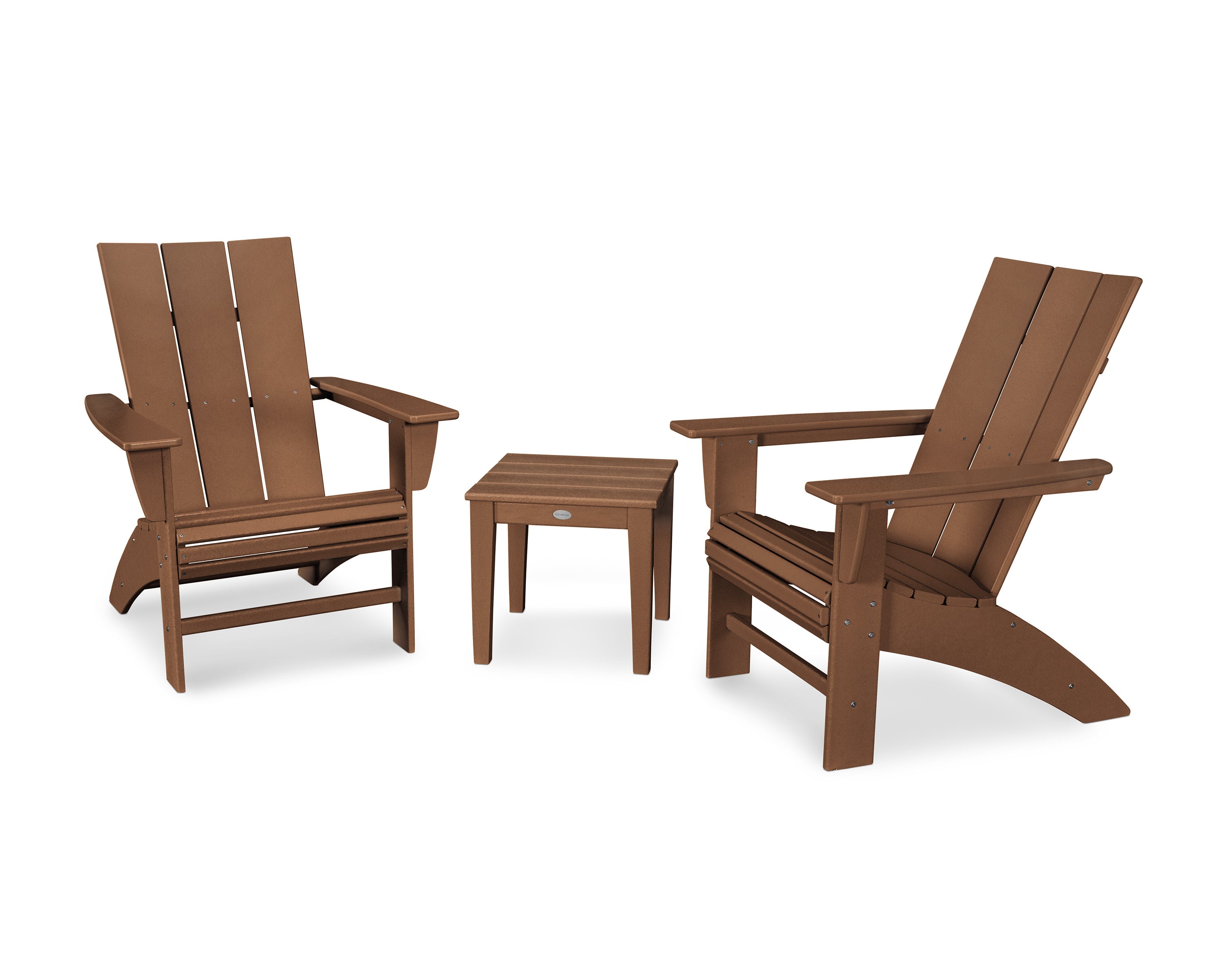 Modern 3-Piece Curveback  Adirondack Set in Teak