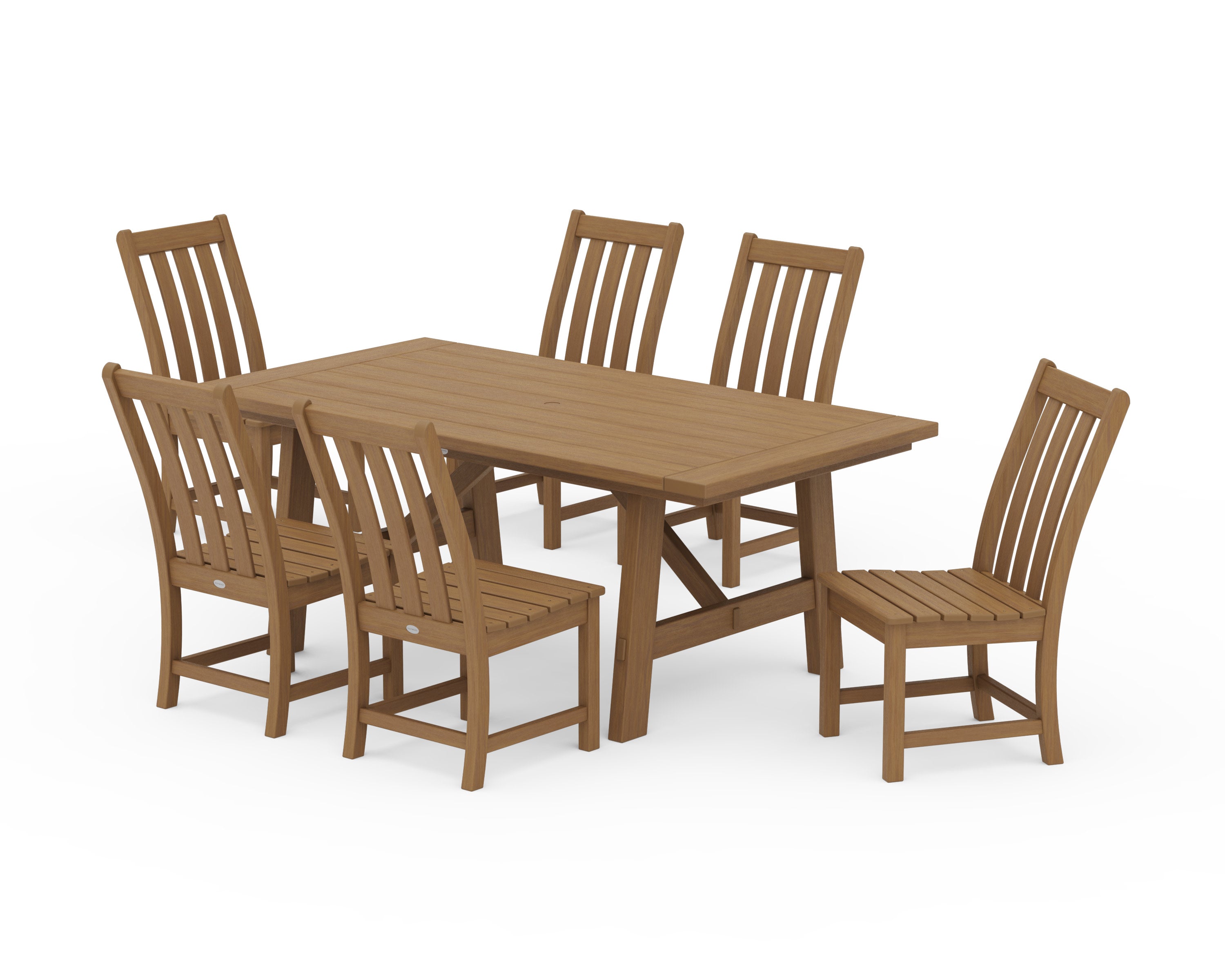 Vineyard 7-Piece Rustic Farmhouse Side Chair Dining Set in Natural