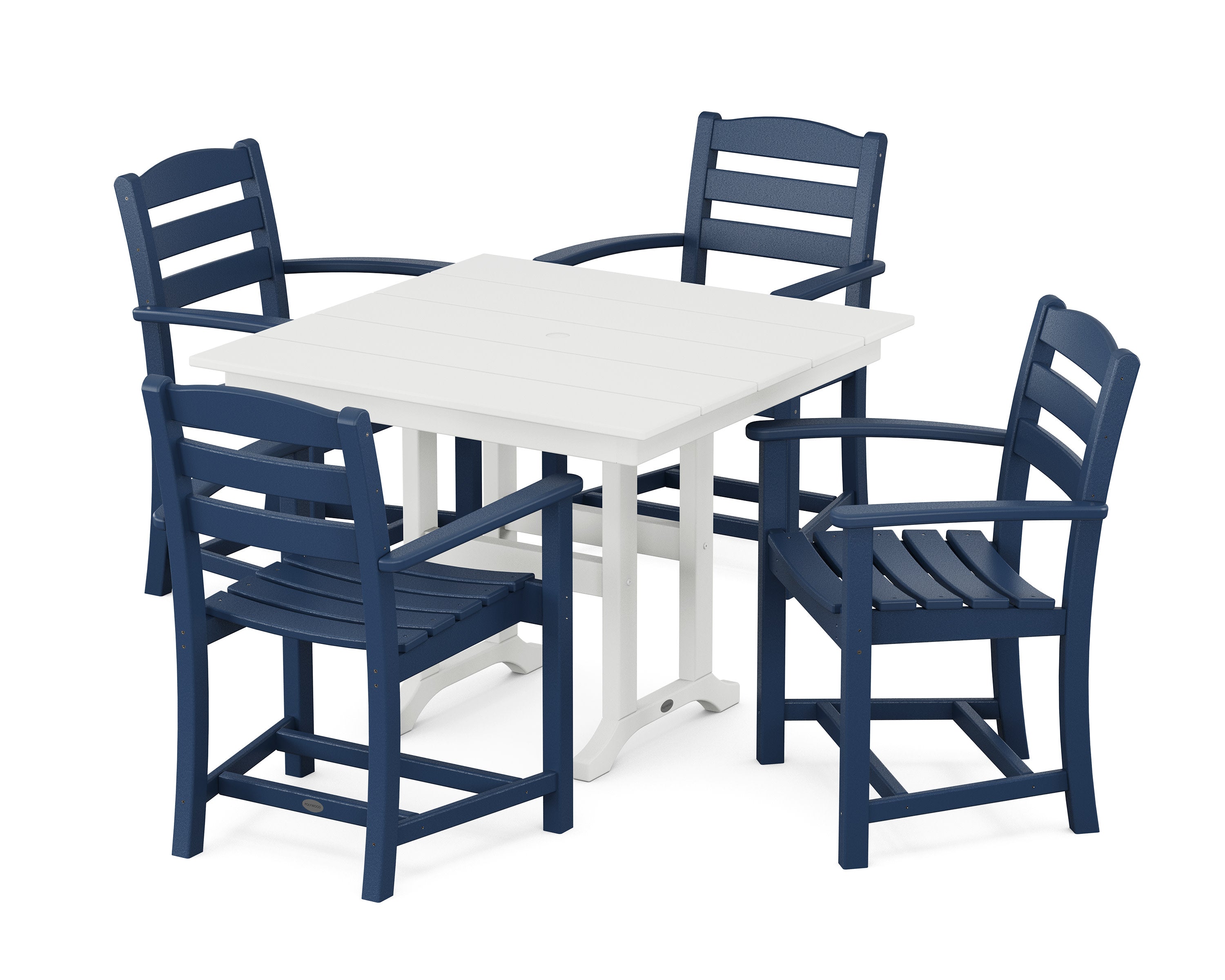 La Casa Caf 5-Piece Farmhouse Dining Set in Navy / White