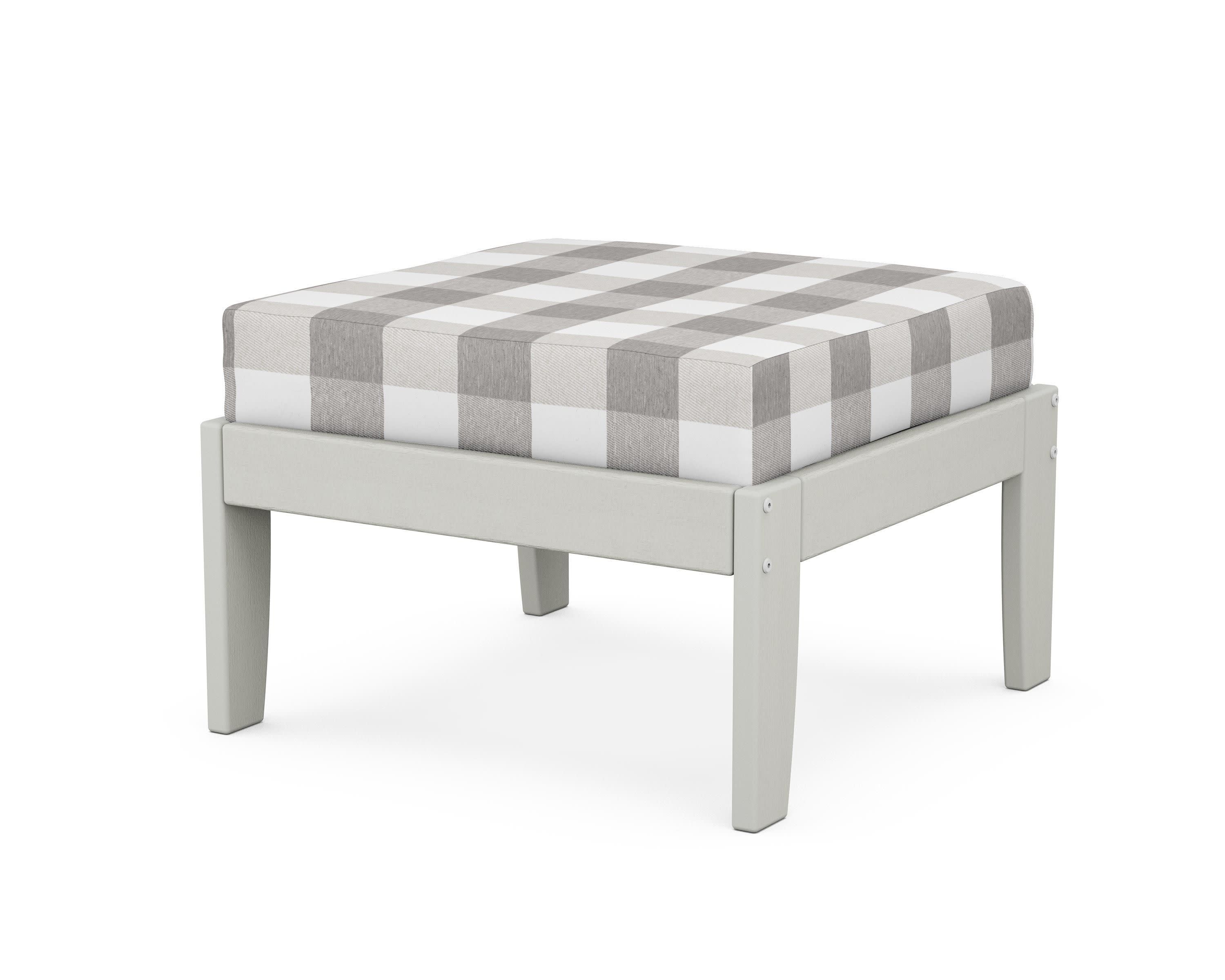 Modular Ottoman - Classic in Vintage White / Buffalo Plaid Grey Mist