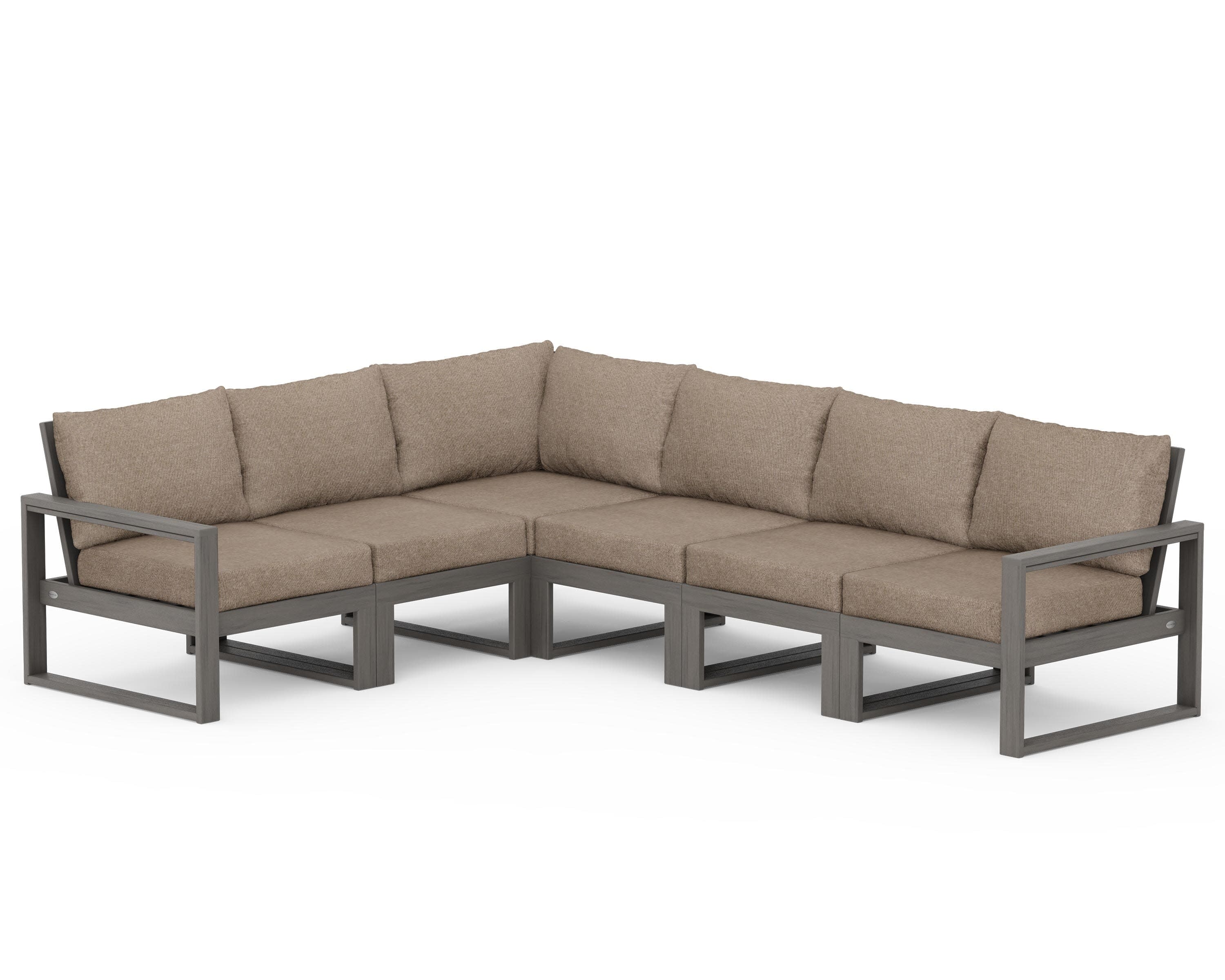 EDGE 6-Piece Modular Deep Seating Set in Driftwood / Spiced Burlap