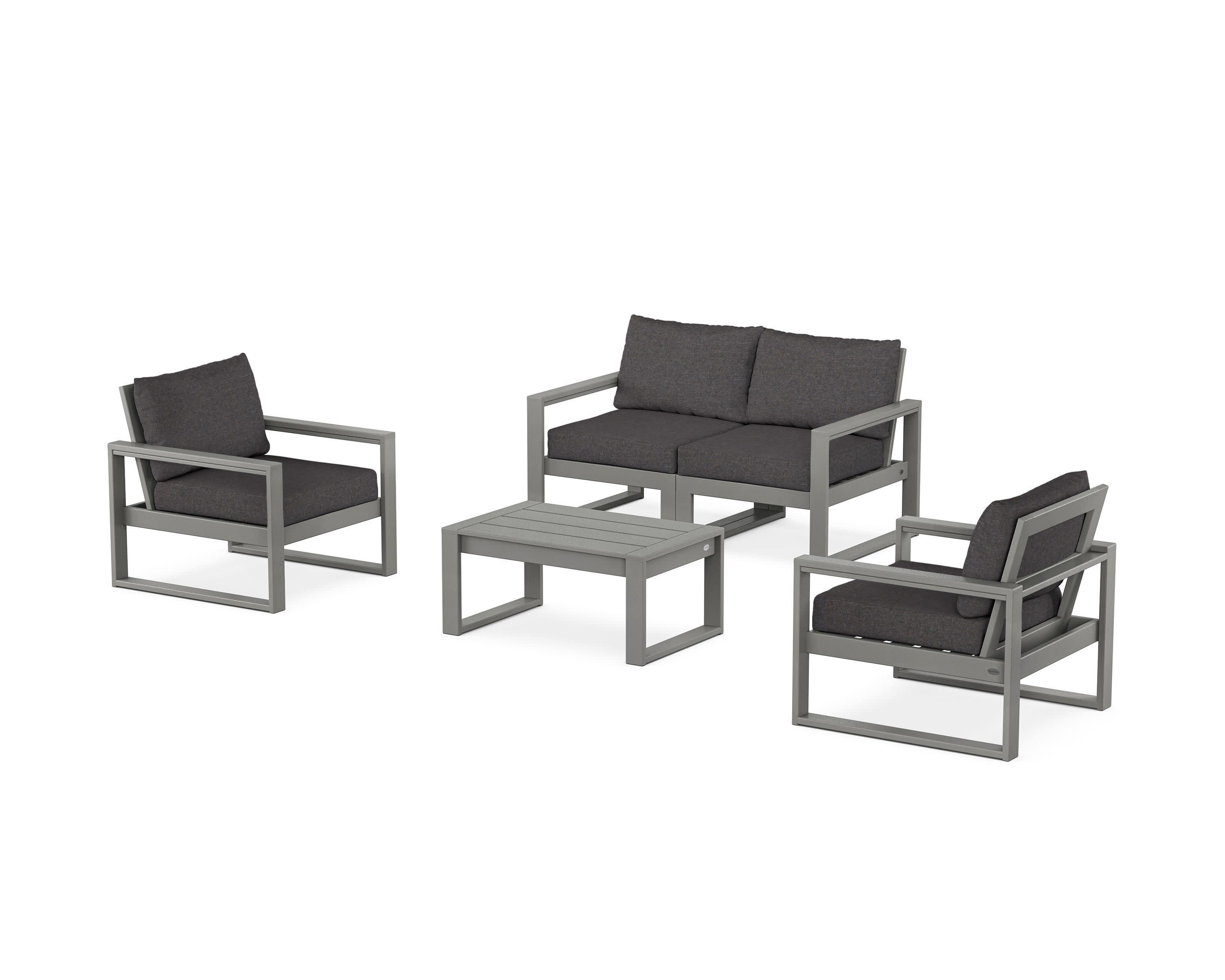 EDGE Sectional 4-Piece Deep Seating Set with Loveseat in Slate Grey / Ash Charcoal