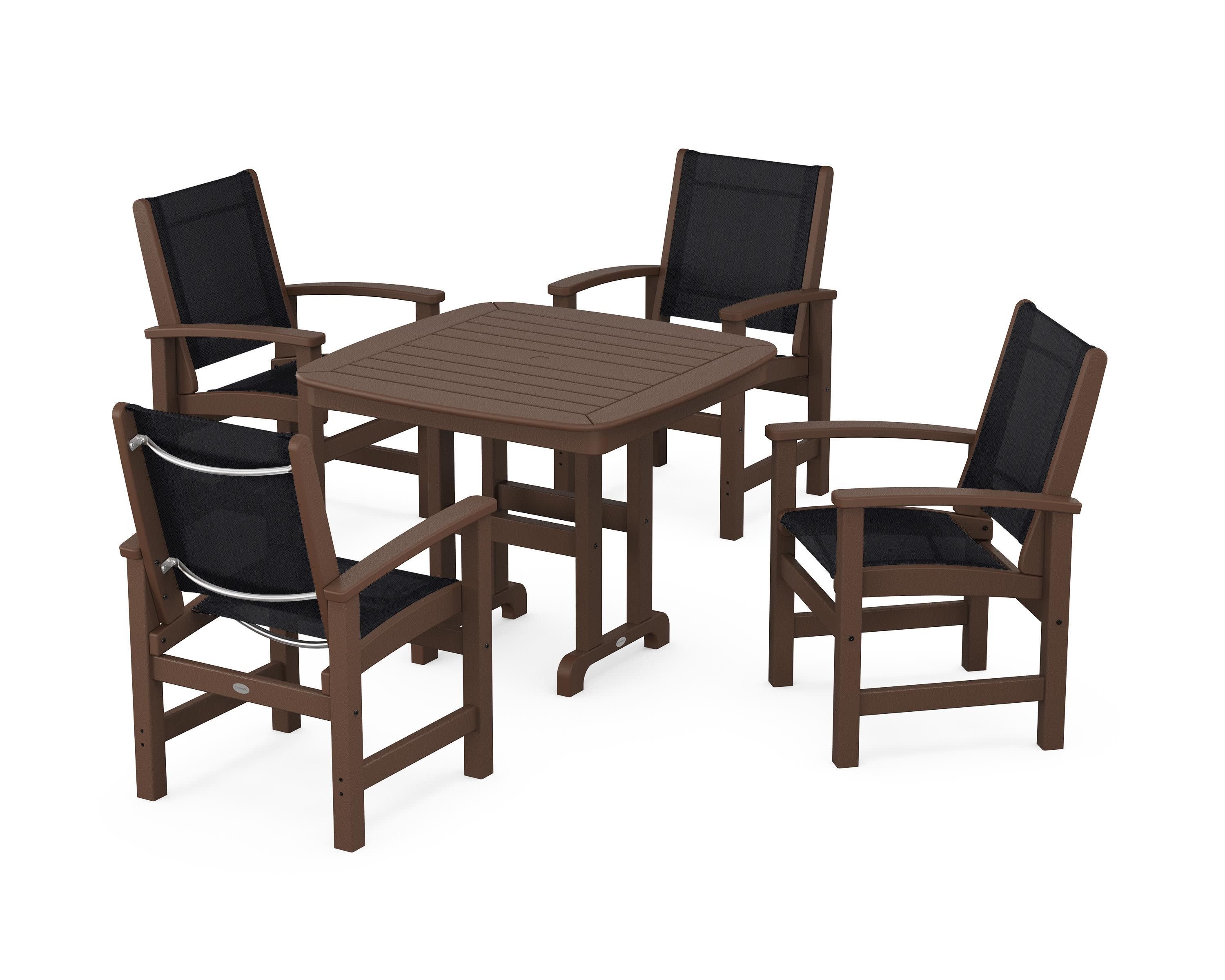 Coastal 5-Piece Dining Set in Mahogany / Black Sling