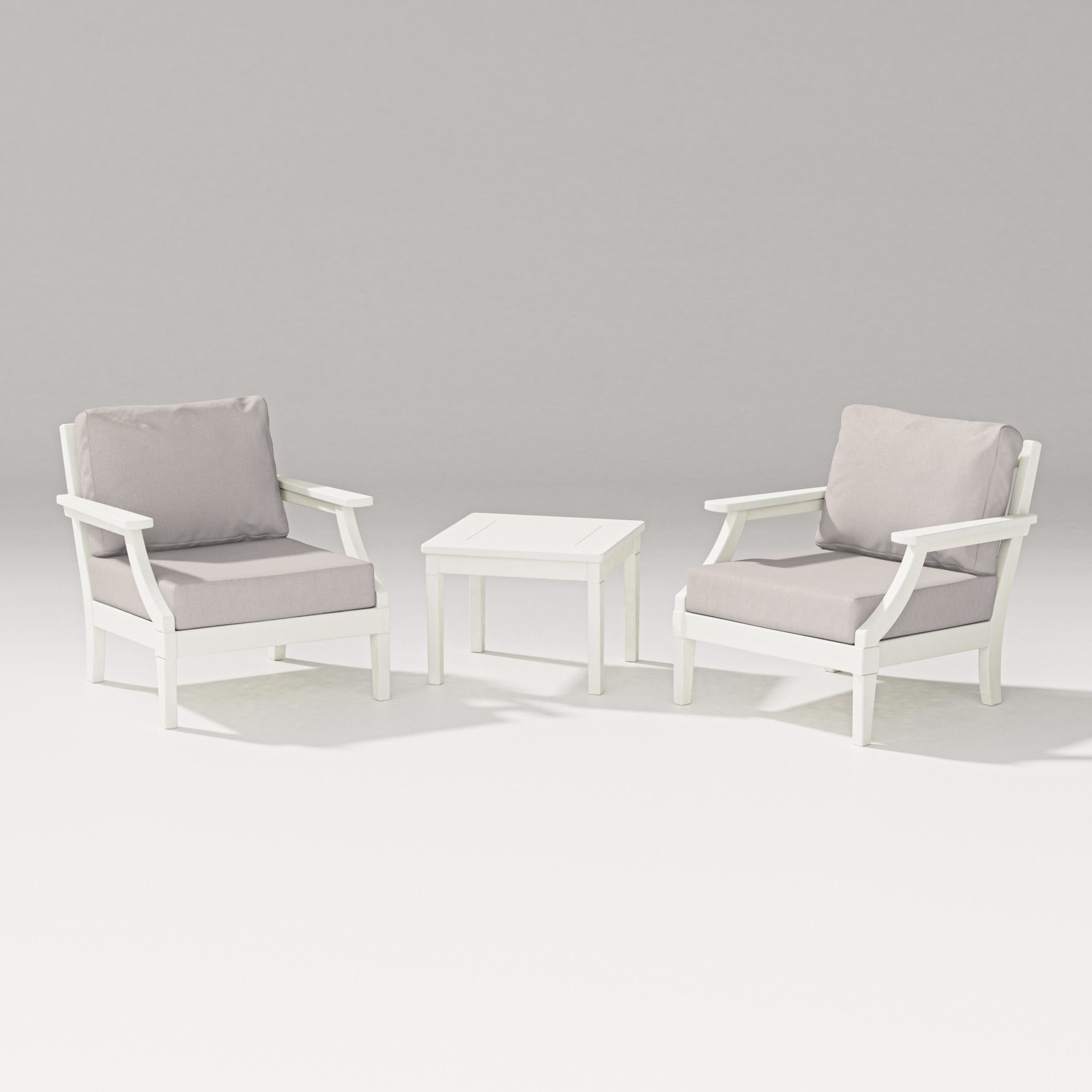 Estate 3-Piece Lounge Chair Set in Vintage White / Dune Burlap
