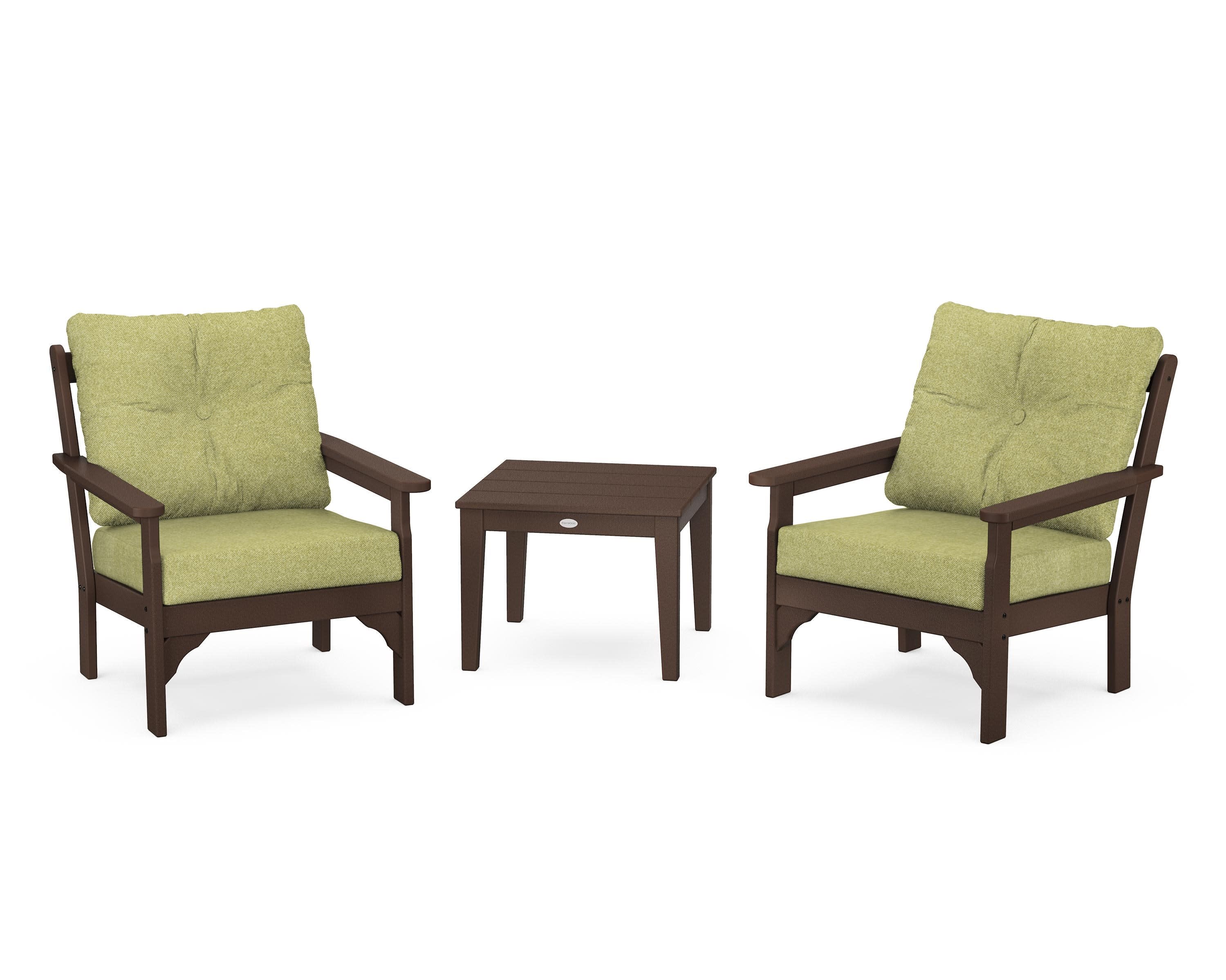 Vineyard 3-Piece Deep Seating Set in Mahogany / Chartreuse Boucle