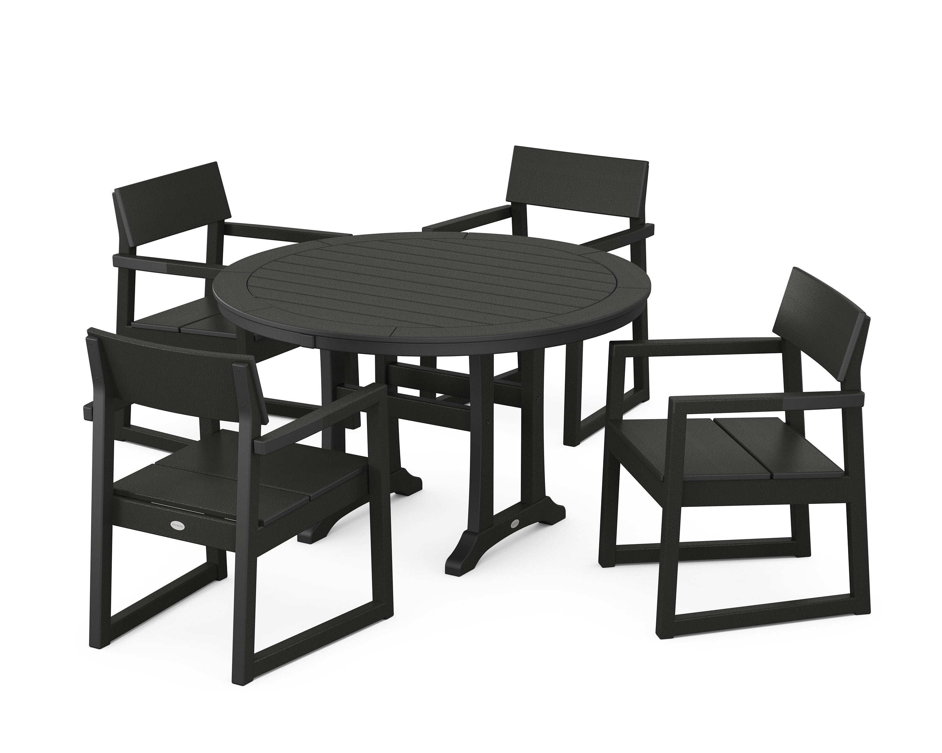 EDGE 5-Piece Round Dining Set with Trestle Legs in Black