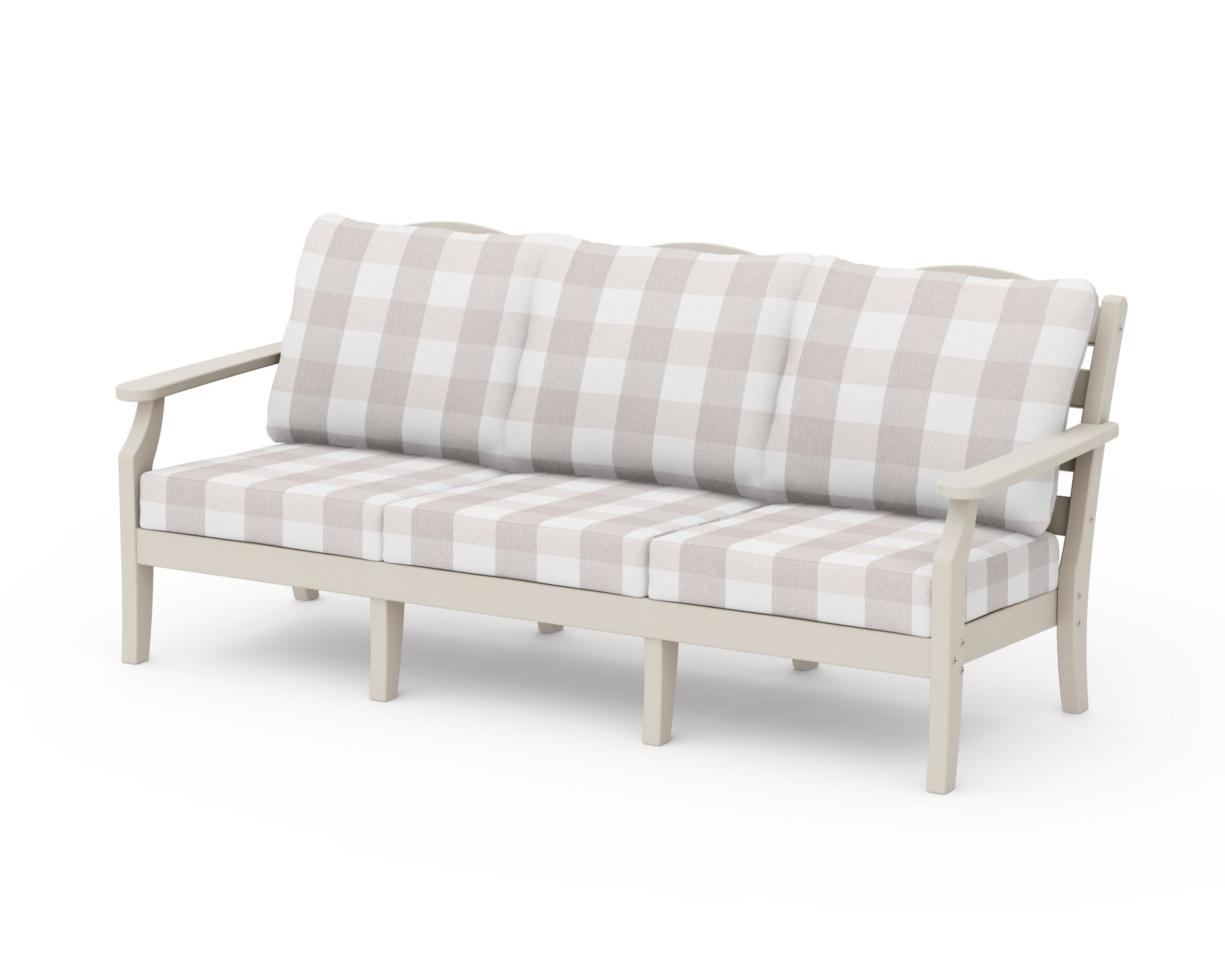 Savannah Deep Seating Sofa in Sand / Buffalo Plaid Dune Burlap