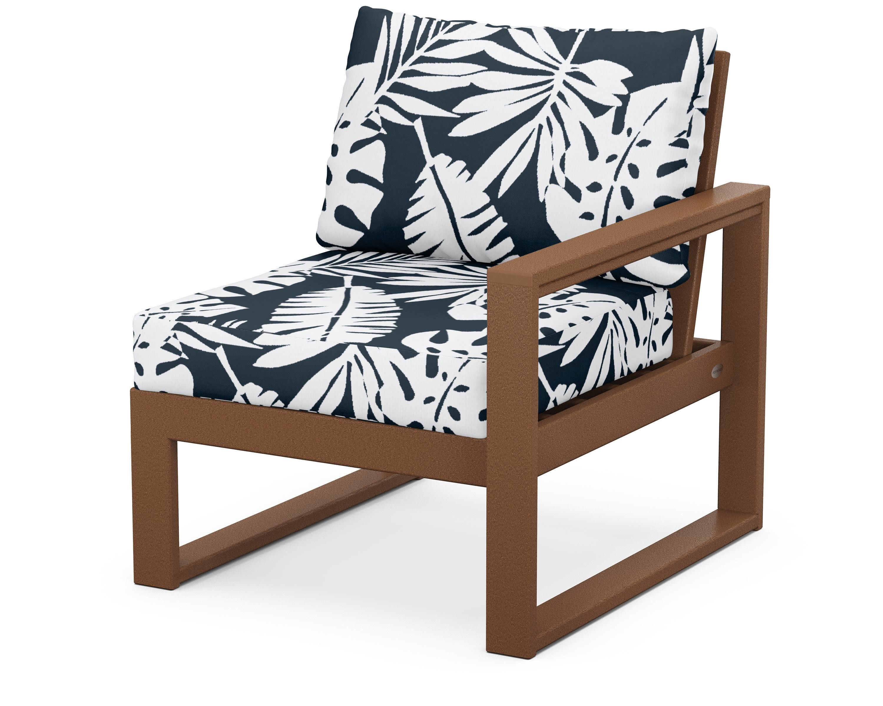 EDGE Modular Right Arm Chair in Teak / Leaf Marine Indigo