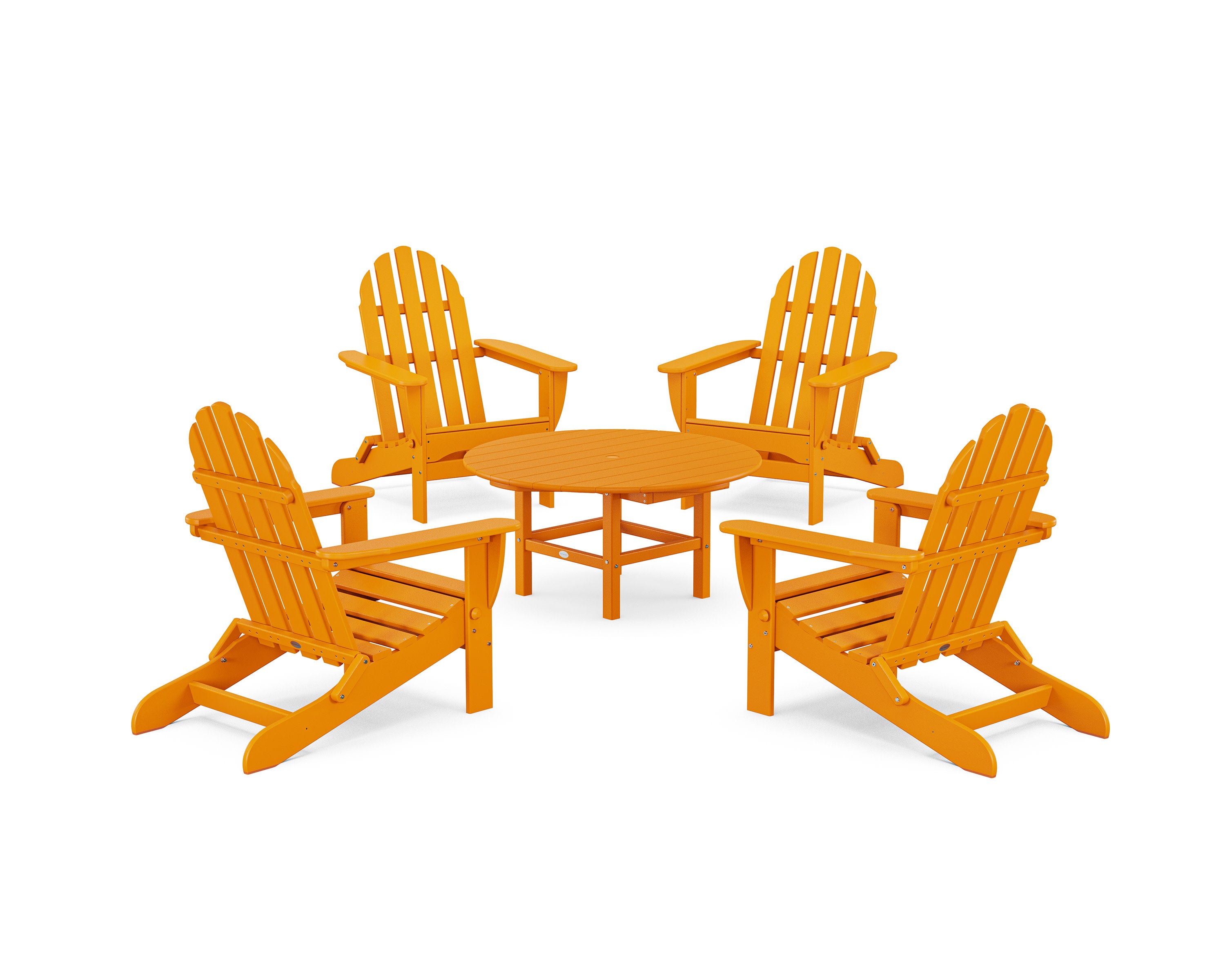 Classic Folding Adirondack 5-Piece Conversation Group in Tangerine