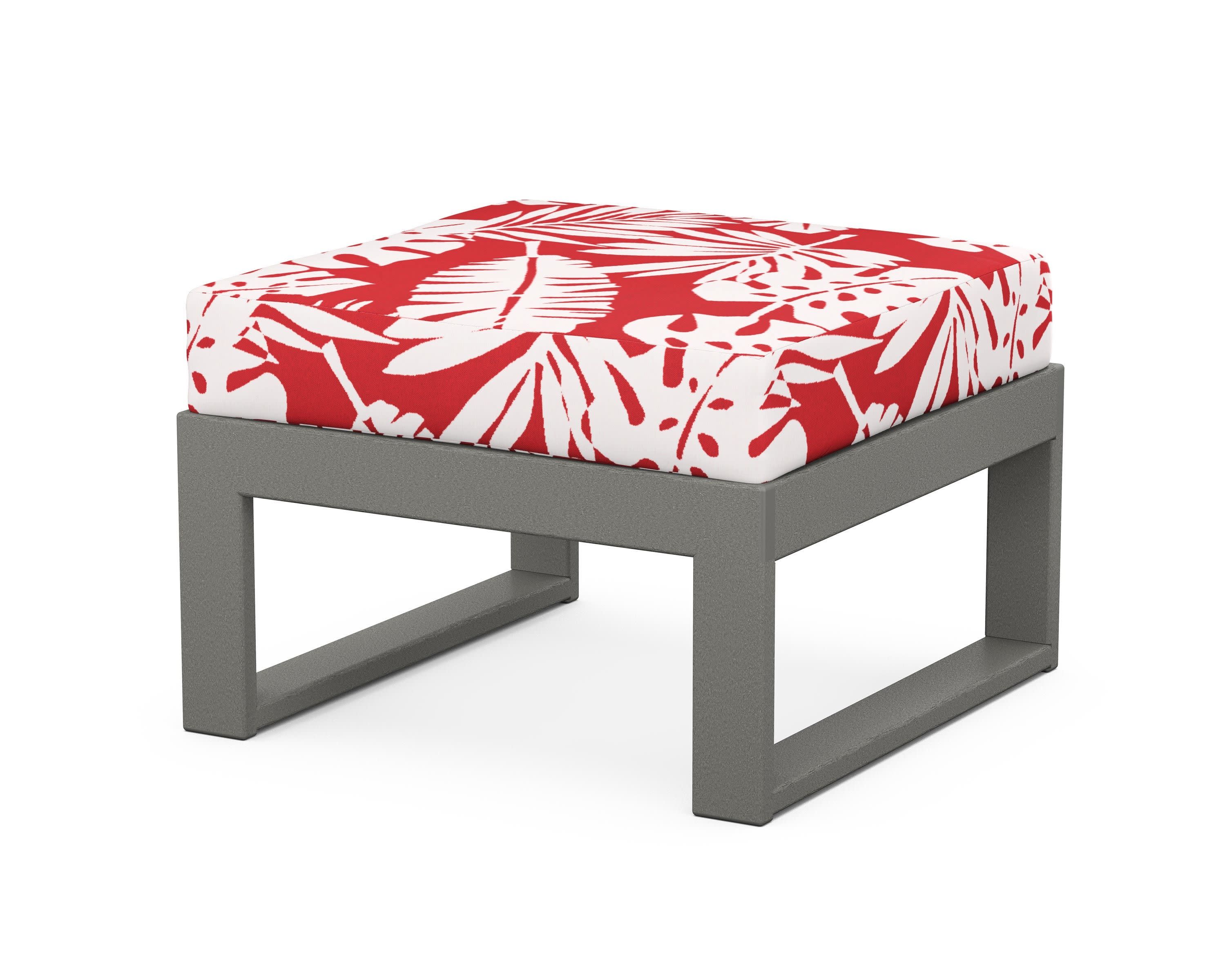 Modular Ottoman - Modern in Slate Grey / Leaf Crimson